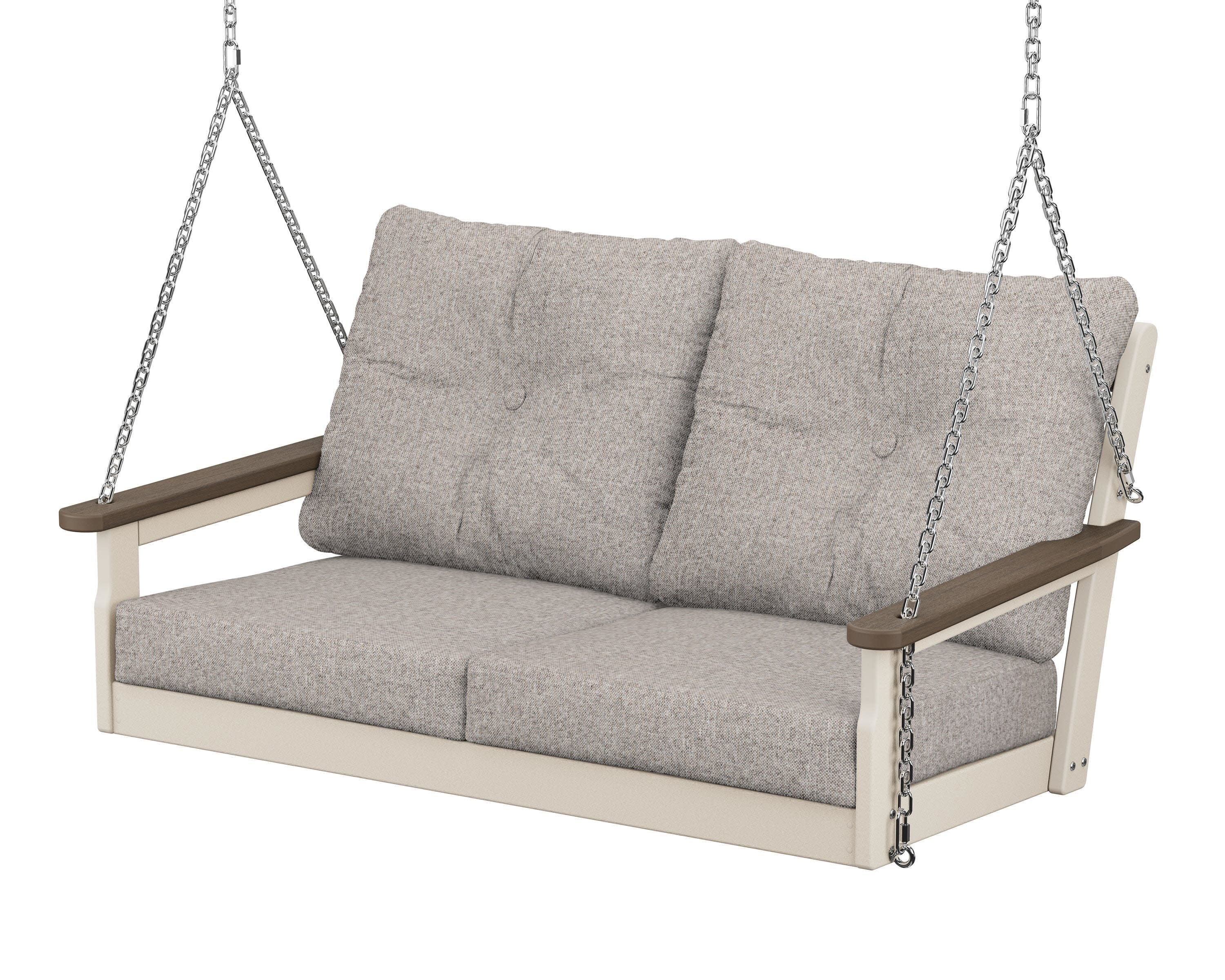 Vineyard Deep Seating Swing in Sand / Kona / Weathered Tweed