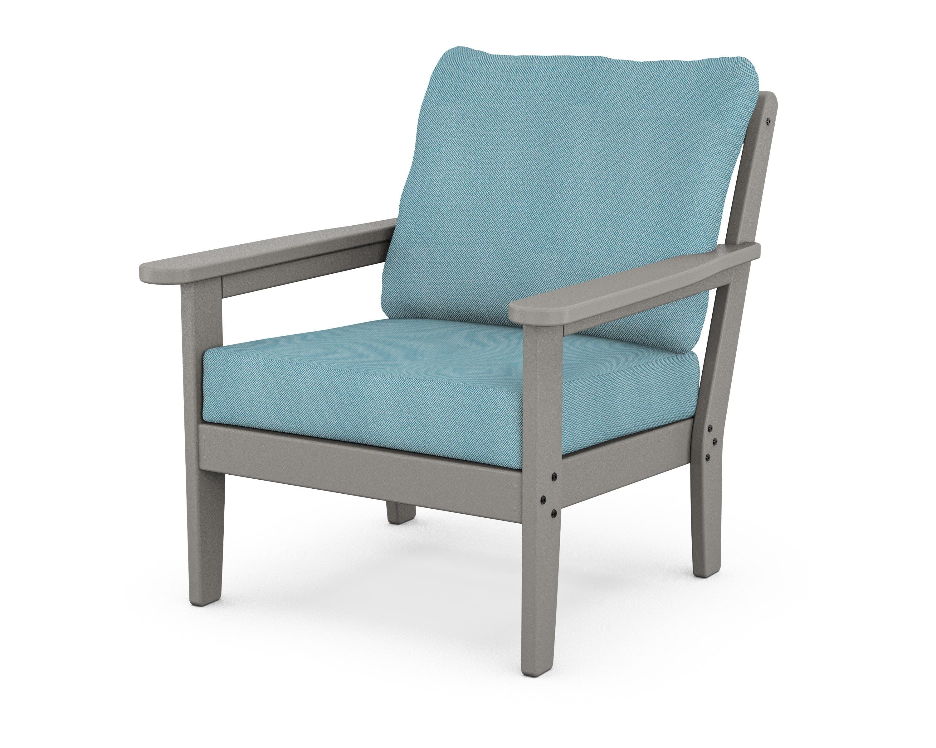 Cottage Deep Seating Chair in Slate Grey / Lattice Sky Blue