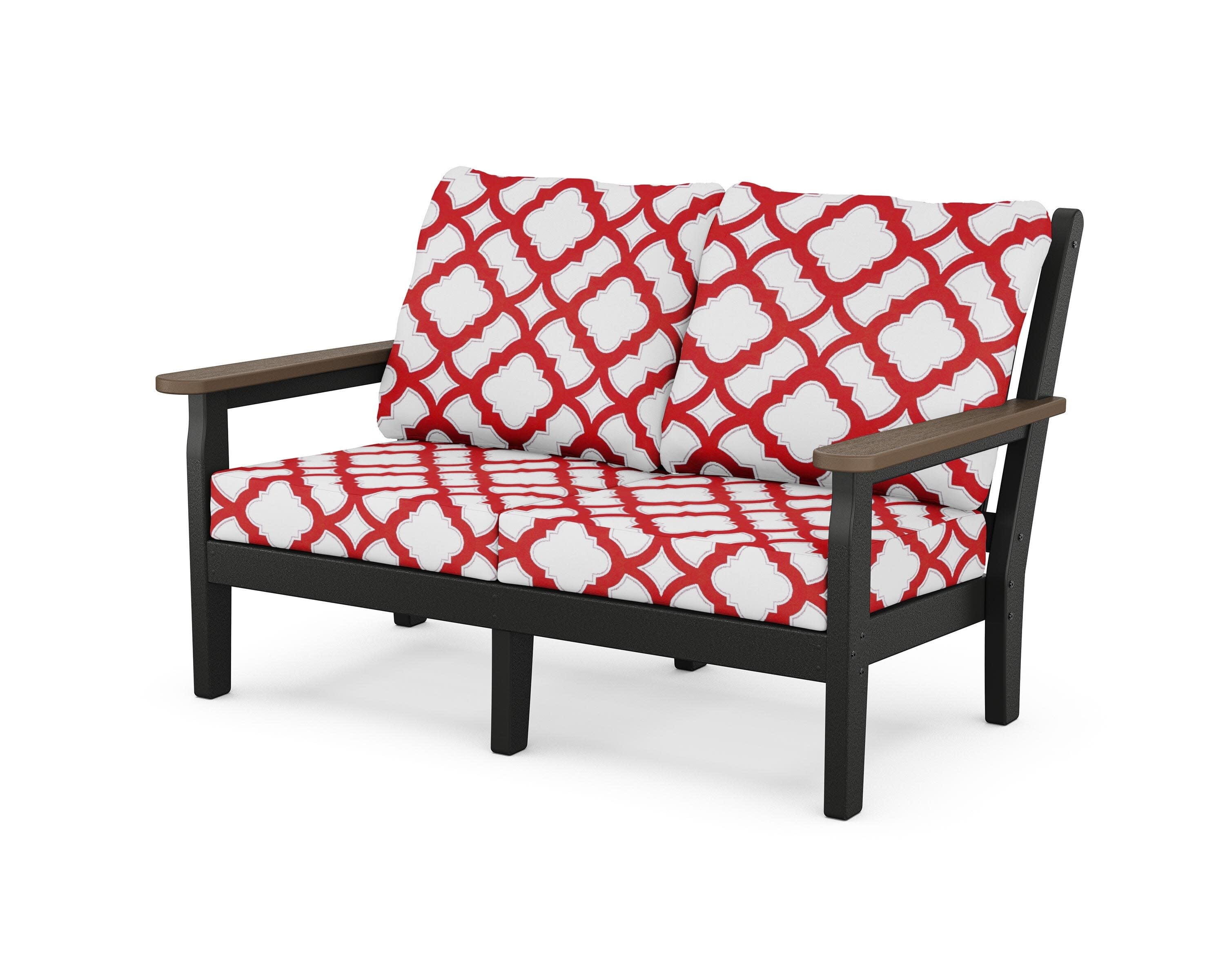 Chippendale Deep Seating Loveseat in Black / Kona / Trellis Crimson