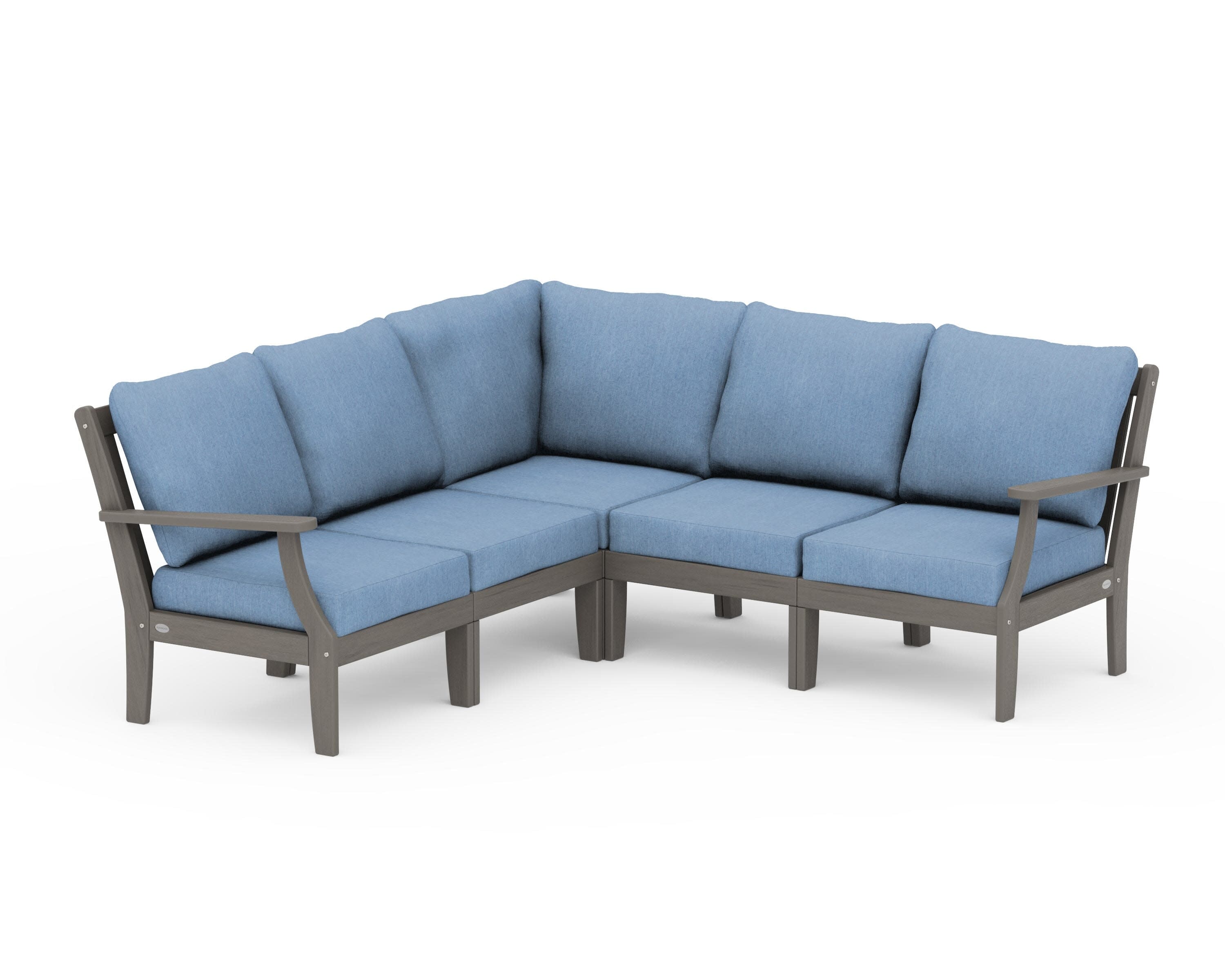 Braxton Modular 5-Piece Deep Seating Set in Driftwood / Sky Blue