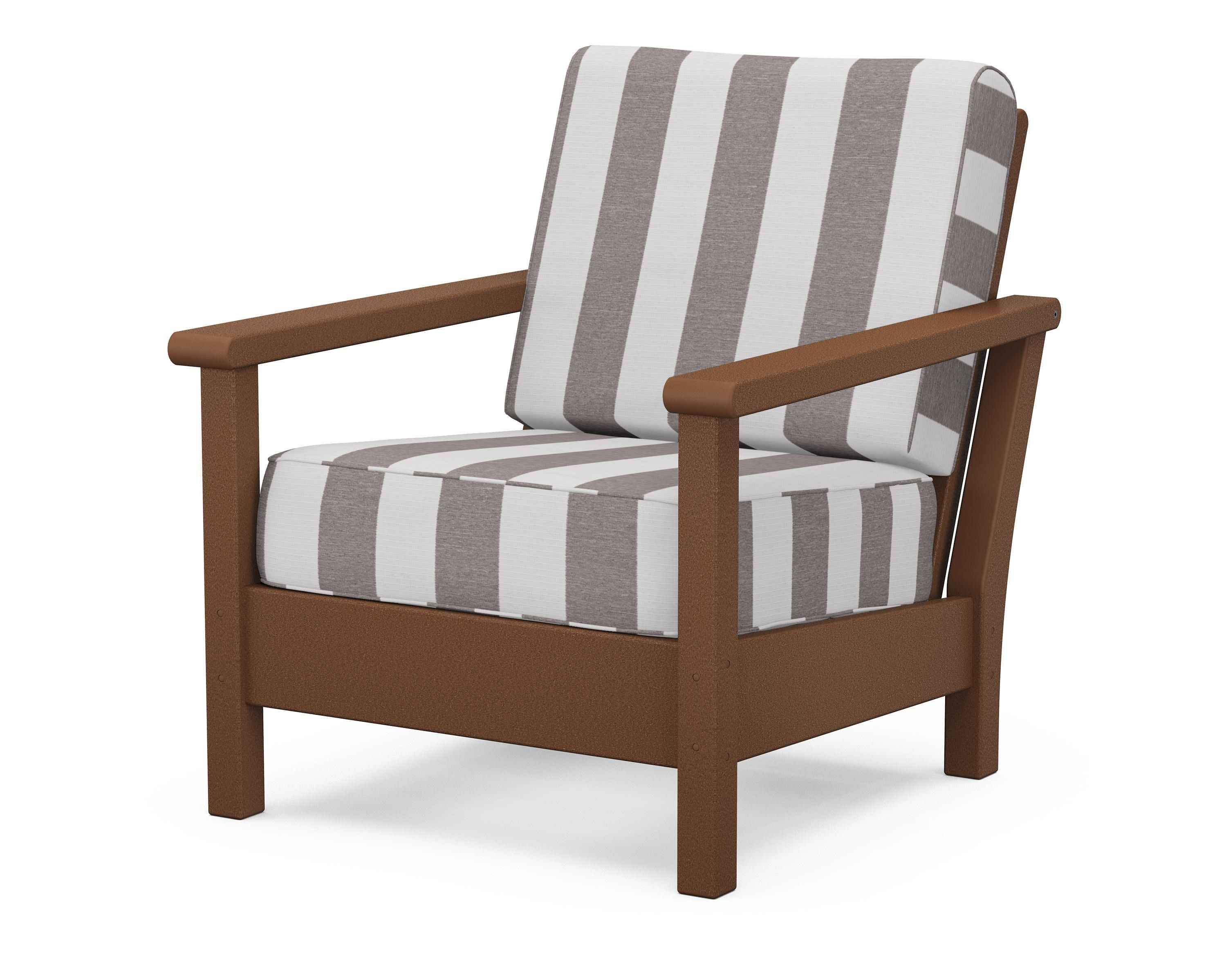 Harbour Deep Seating Chair in Teak / Cabana Stripe Grey Mist