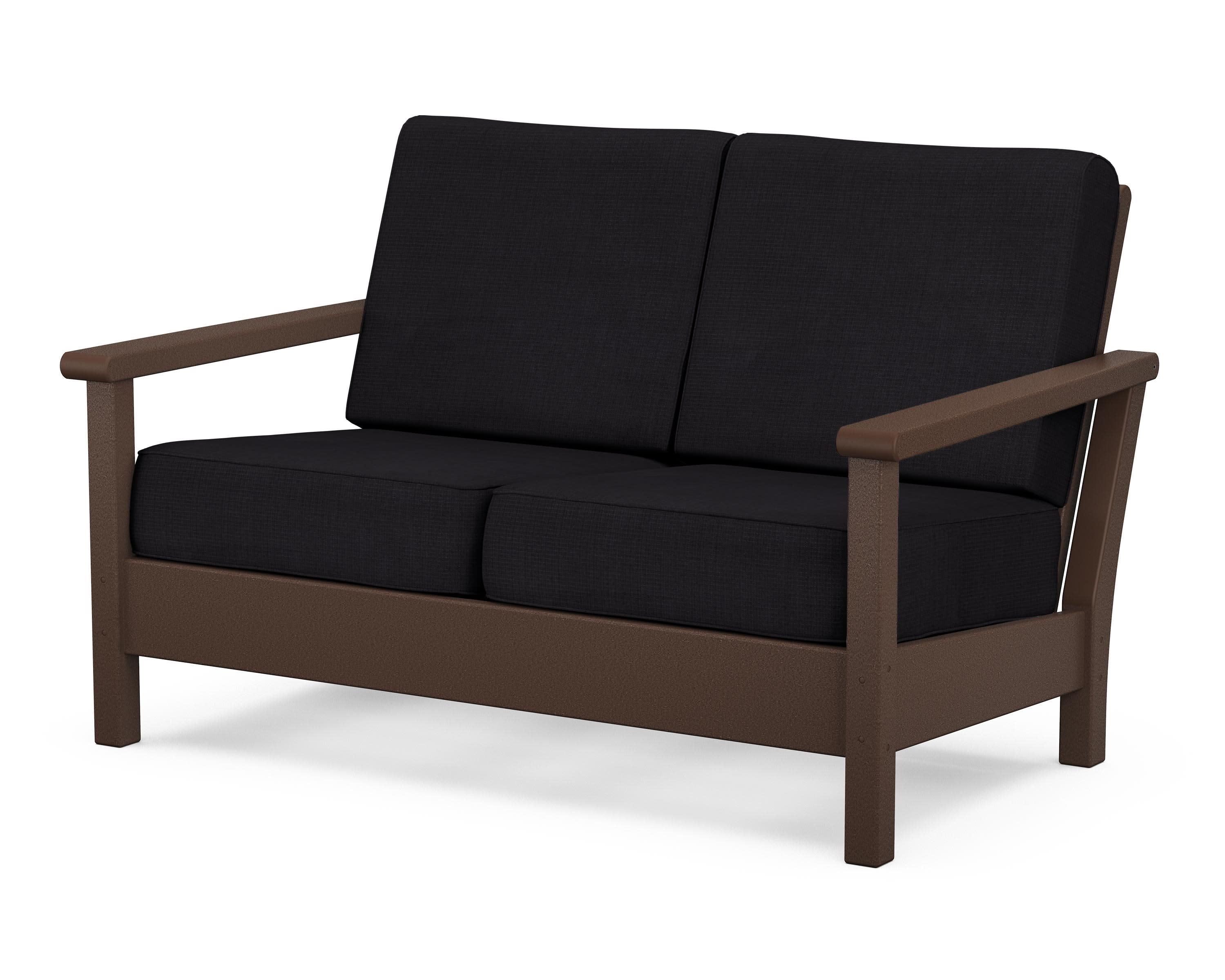 Harbour Deep Seating Loveseat in Mahogany / Midnight Linen