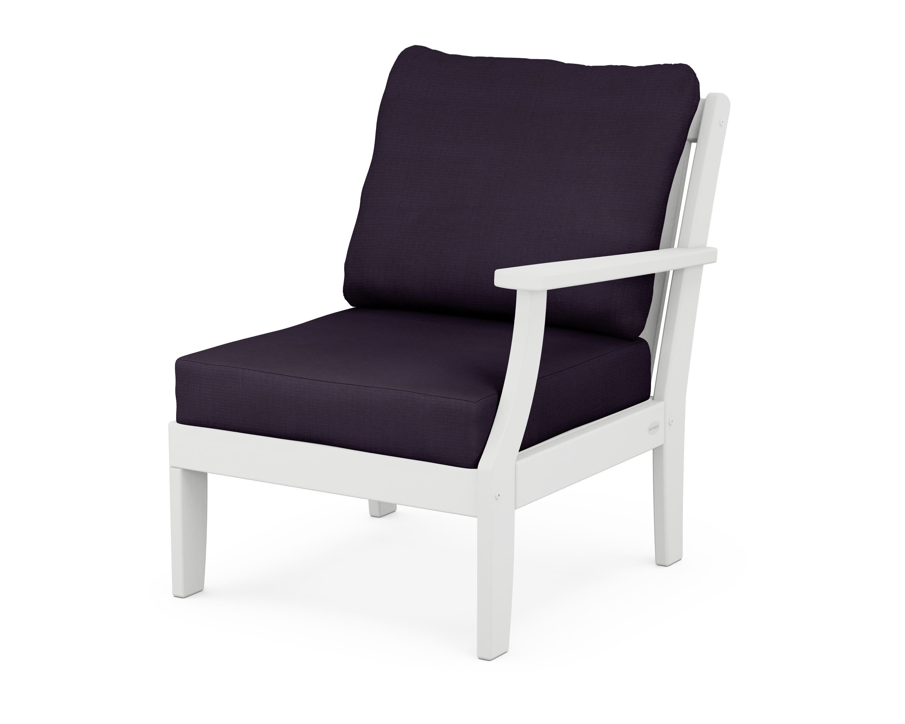Braxton Modular Right Arm Chair in White / Navy Linen