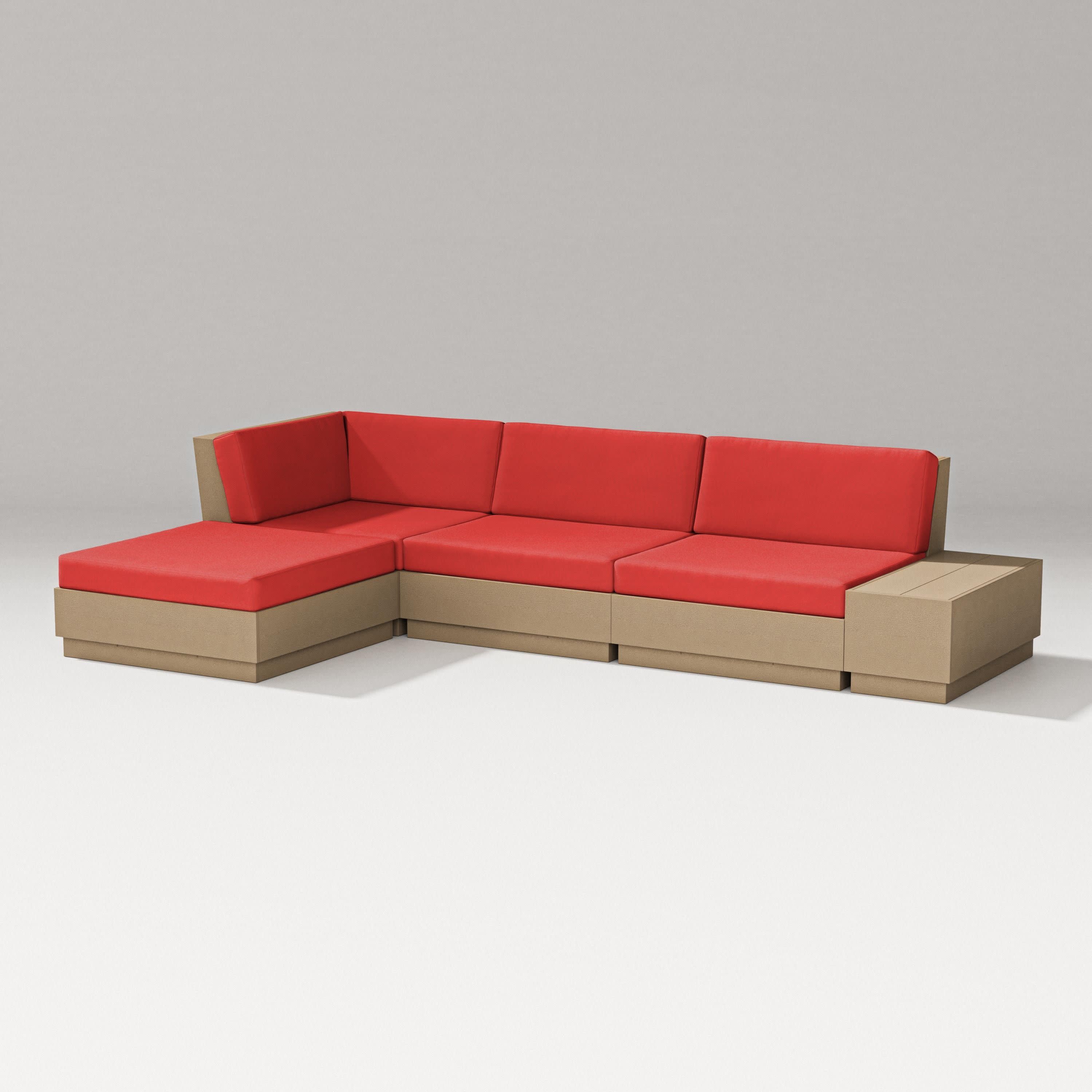 Elevate Chaise Sectional in Vintage Sahara / Crimson Linen