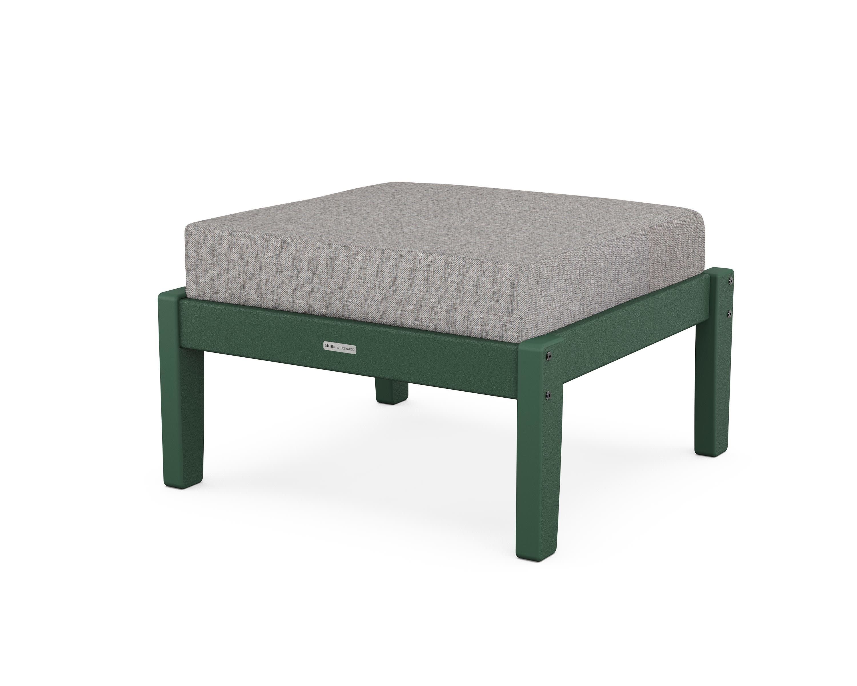 Chinoiserie Deep Seating Ottoman in Green / Grey Mist