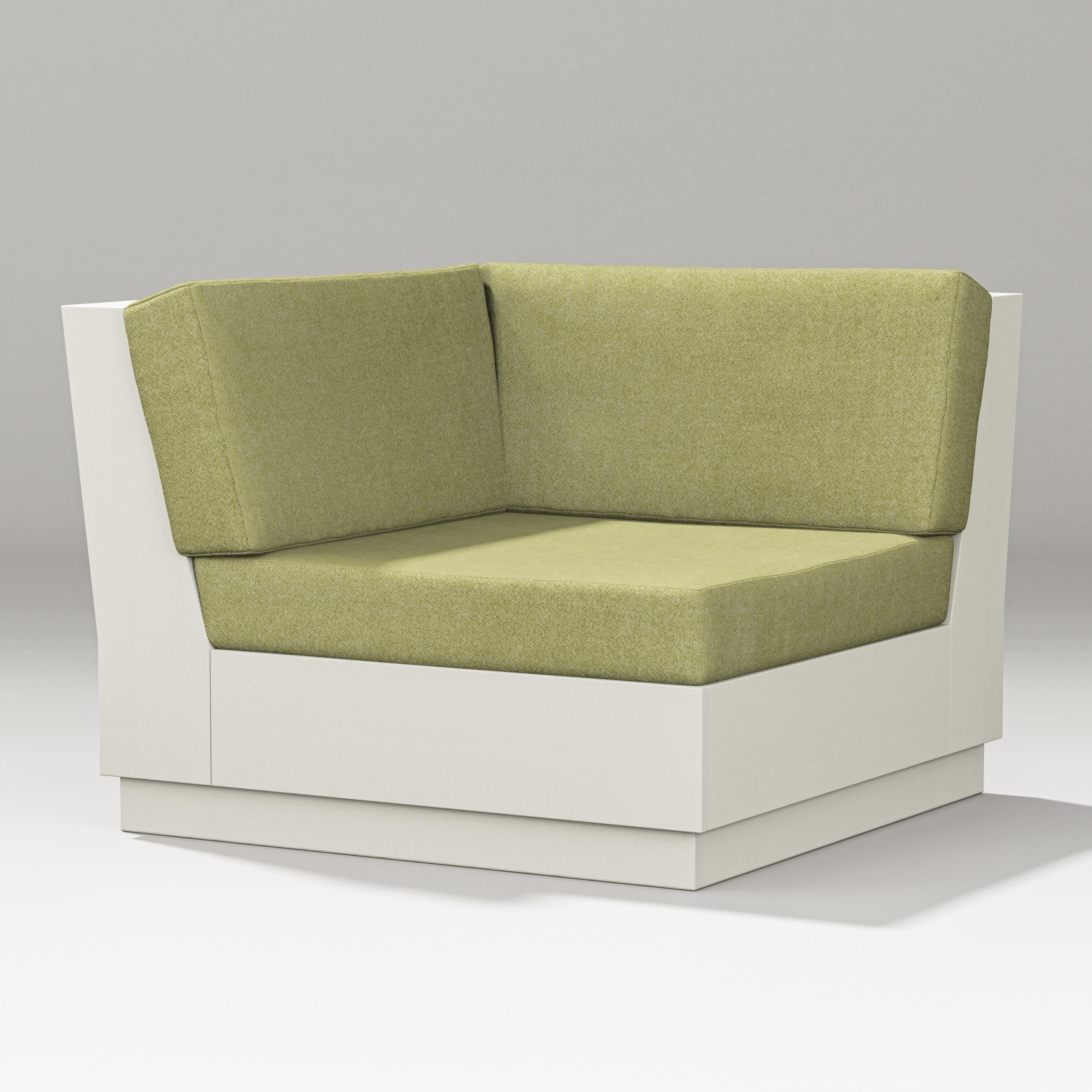Elevate Modular Corner Chair in Vintage White / Chartreuse Boucle
