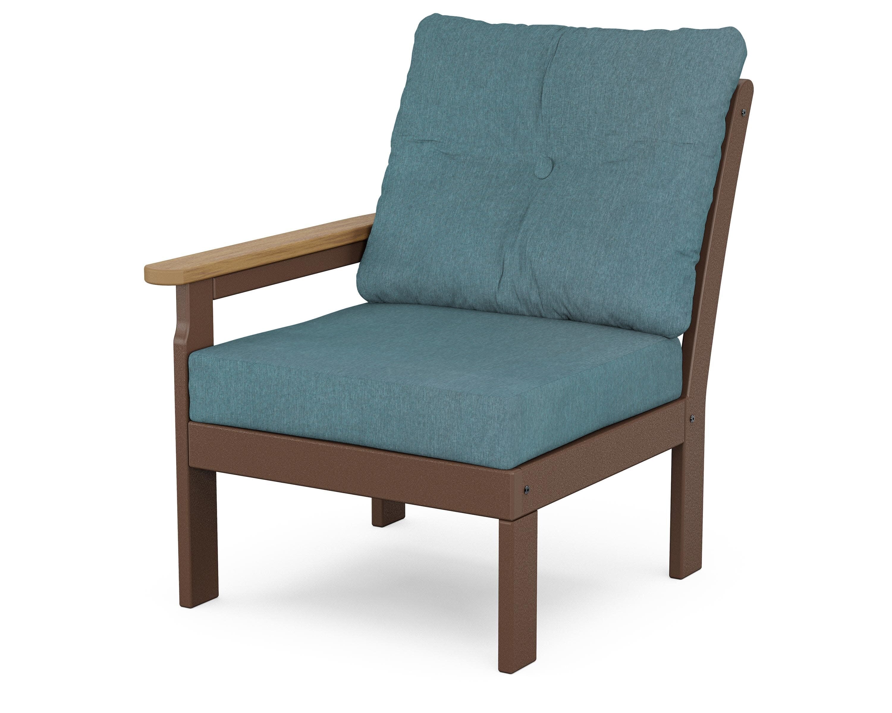 Vineyard Modular Left Arm Chair in Mahogany / Natural / Ocean Teal