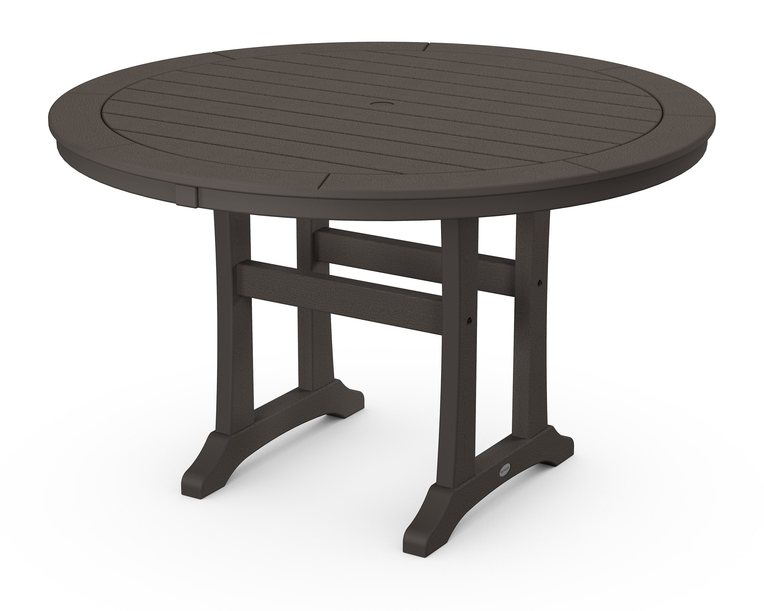 Nautical Trestle 48" Round Dining Table in Vintage Coffee