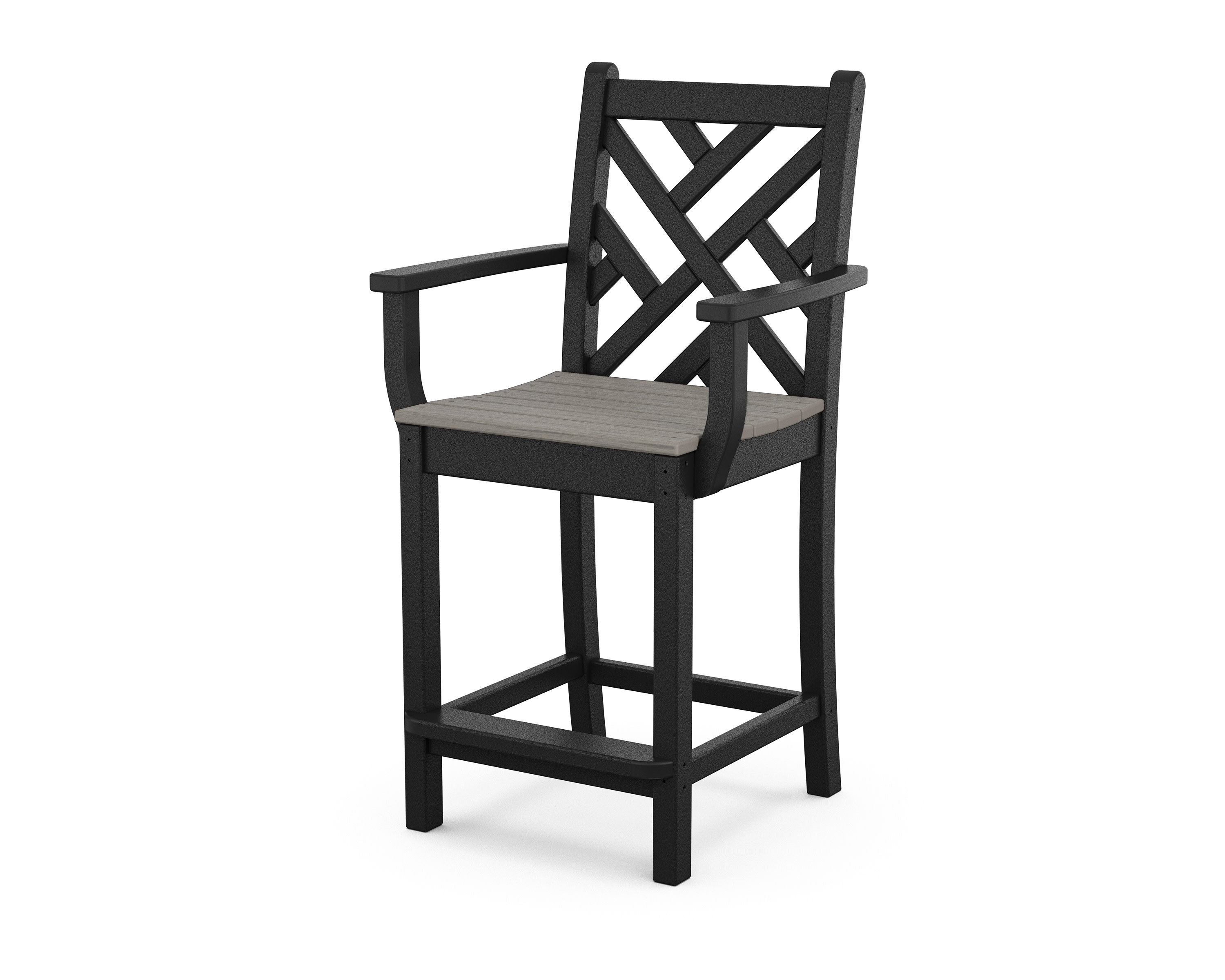 Chippendale Counter Arm Chair in Black / Driftwood