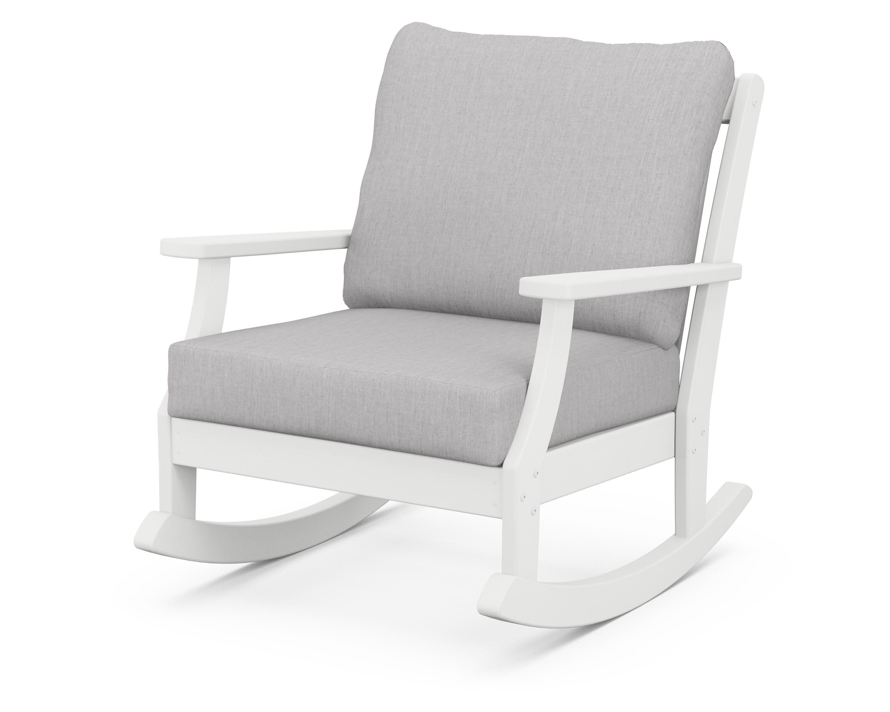 Braxton Deep Seating Rocking Chair in White / Granite