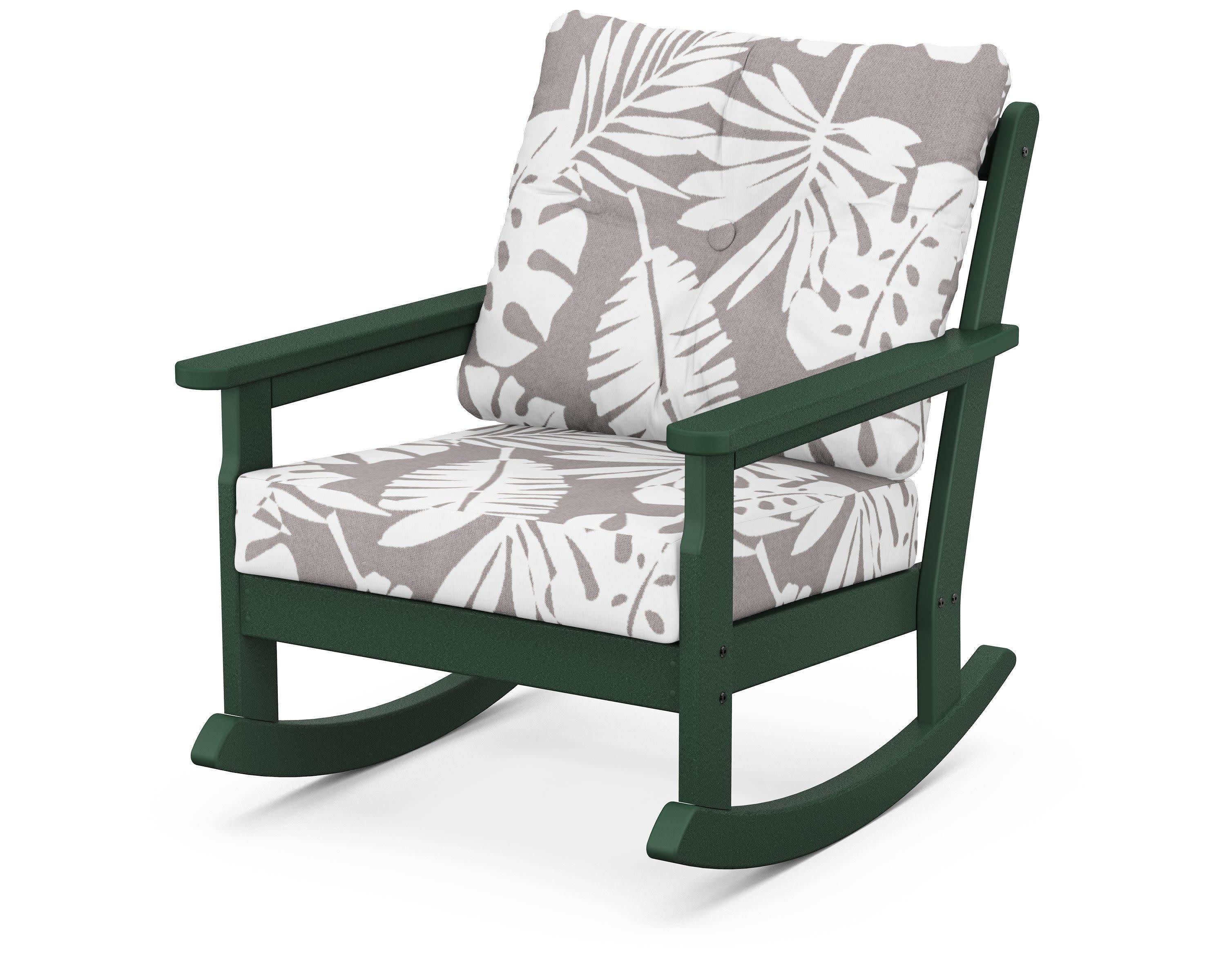 Vineyard Deep Seating Rocking Chair in Green / Leaf Grey Mist