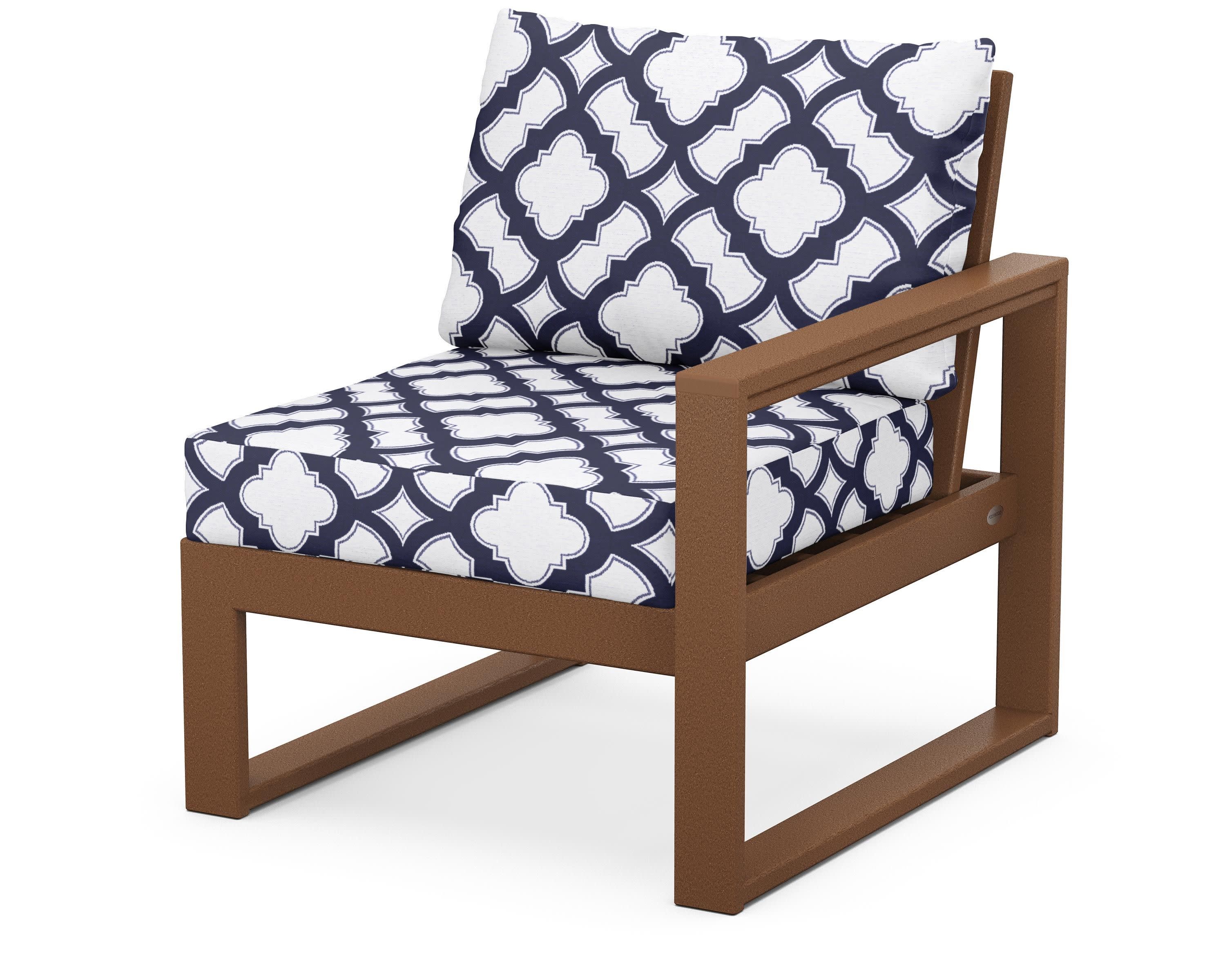 EDGE Modular Right Arm Chair in Teak / Trellis Navy