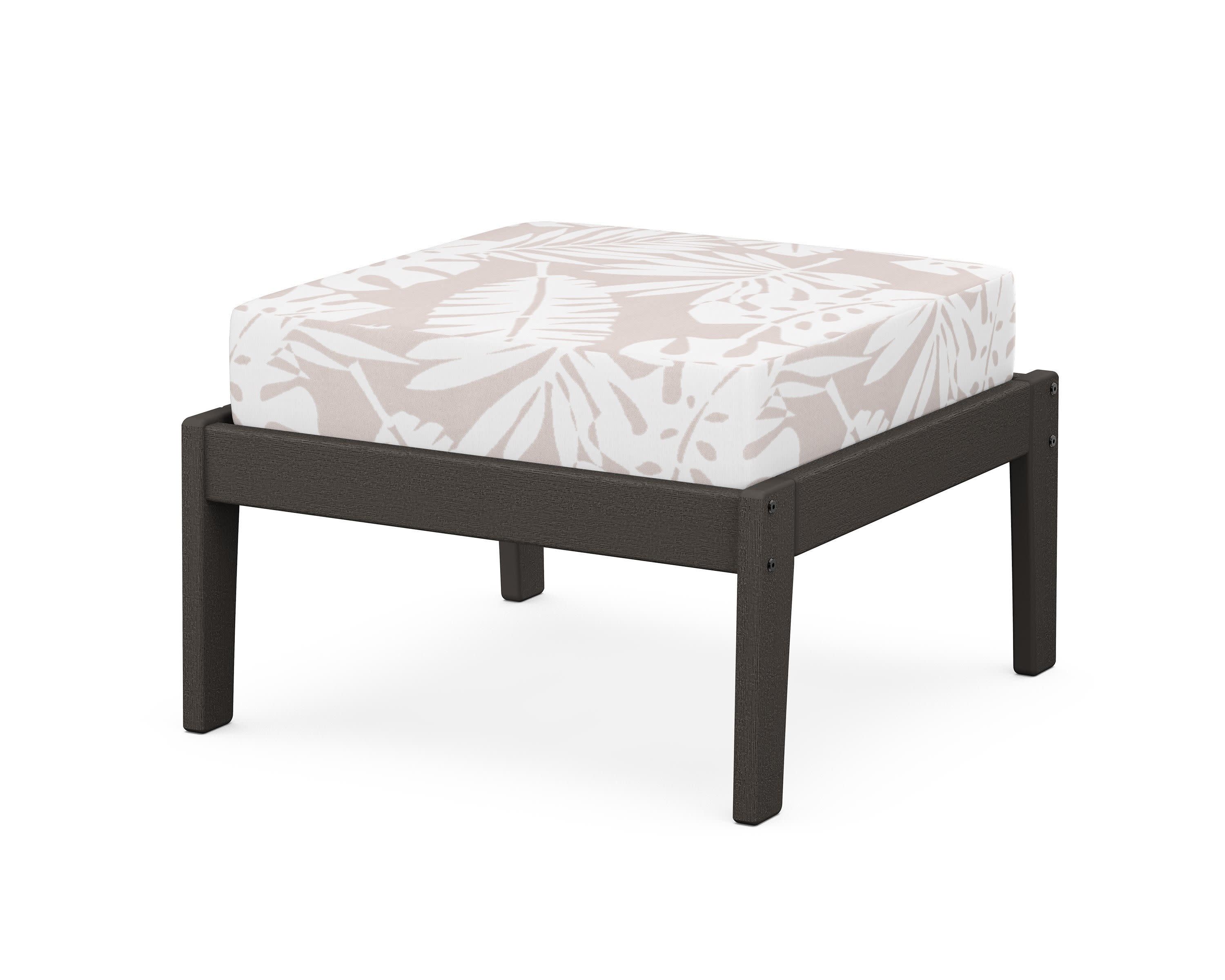 Deep Seating Ottoman in Vintage Coffee / Leaf Dune Burlap