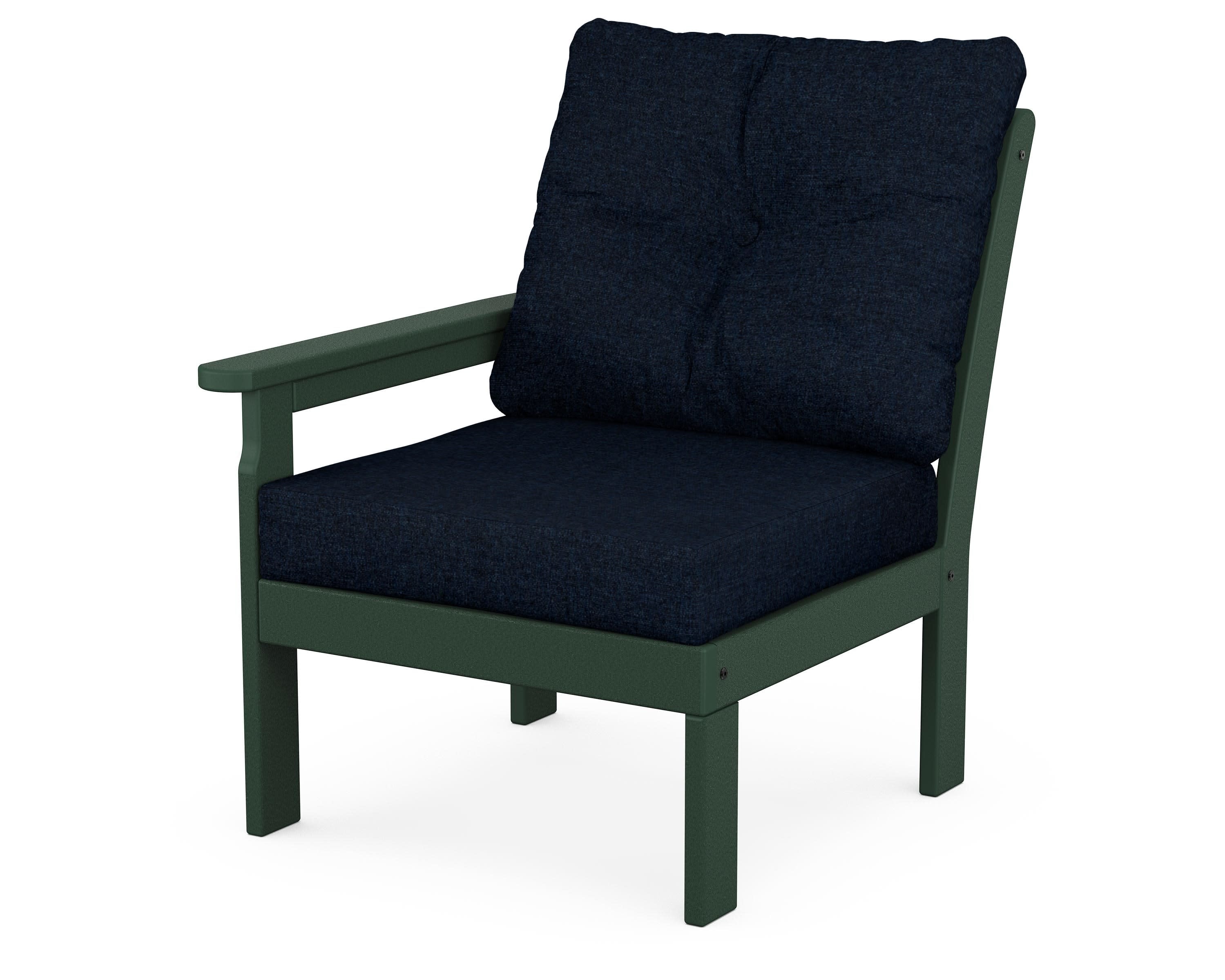 Vineyard Modular Left Arm Chair in Green / Marine Indigo