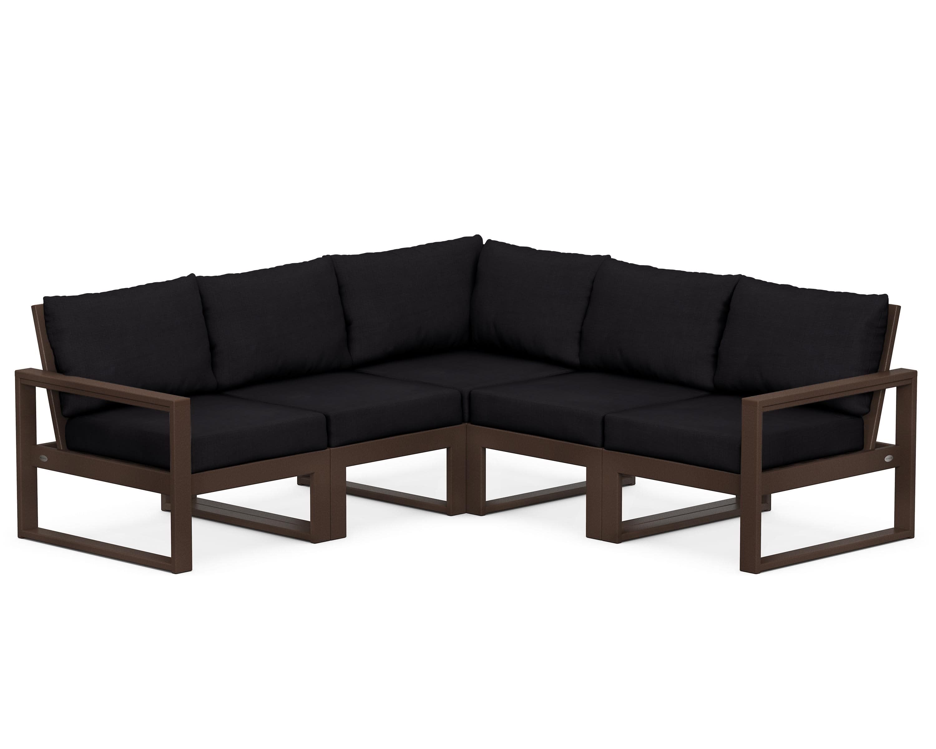 EDGE 5-Piece Modular Deep Seating Set in Mahogany / Midnight Linen