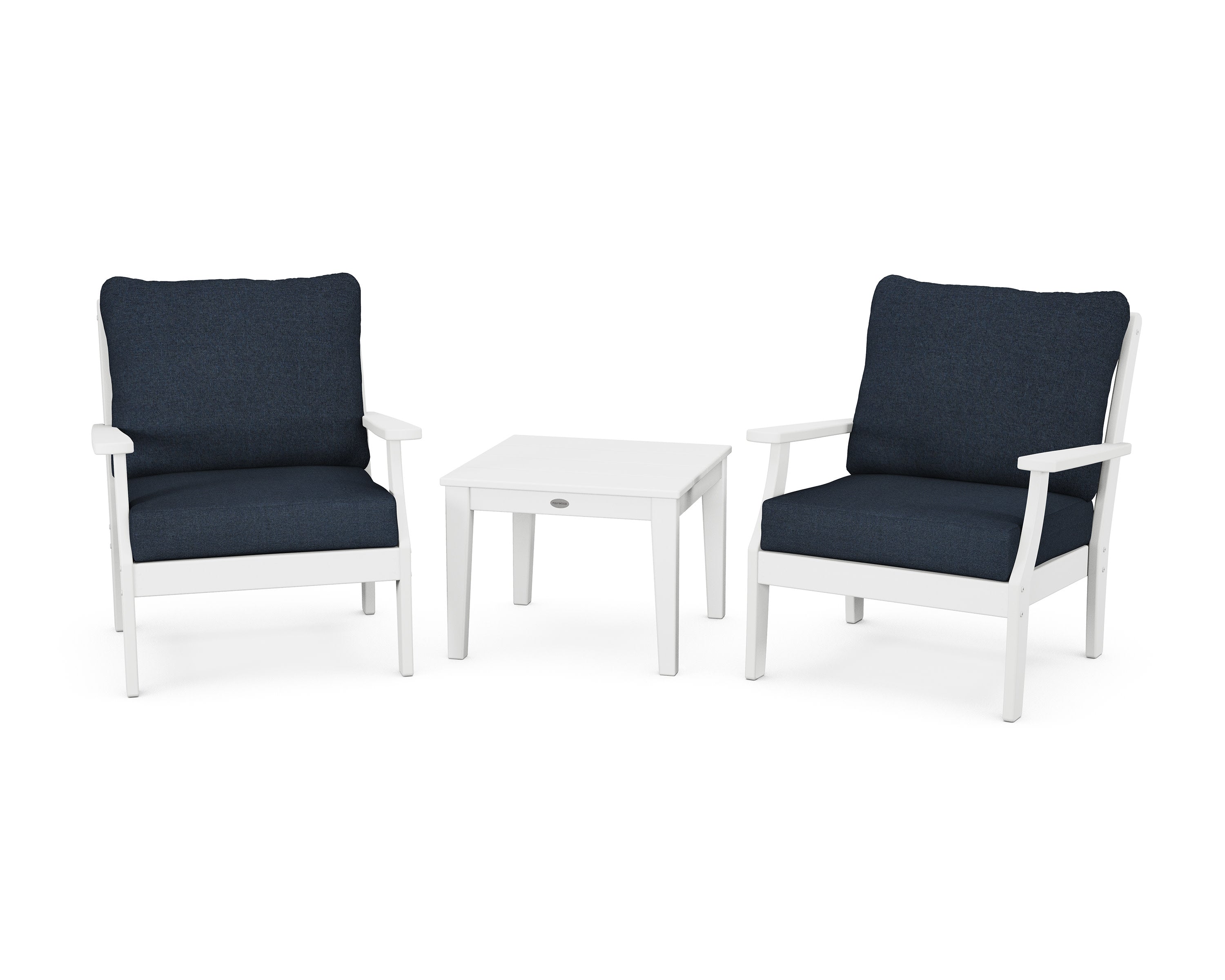 Braxton 3-Piece Deep Seating Set in White / Marine Indigo