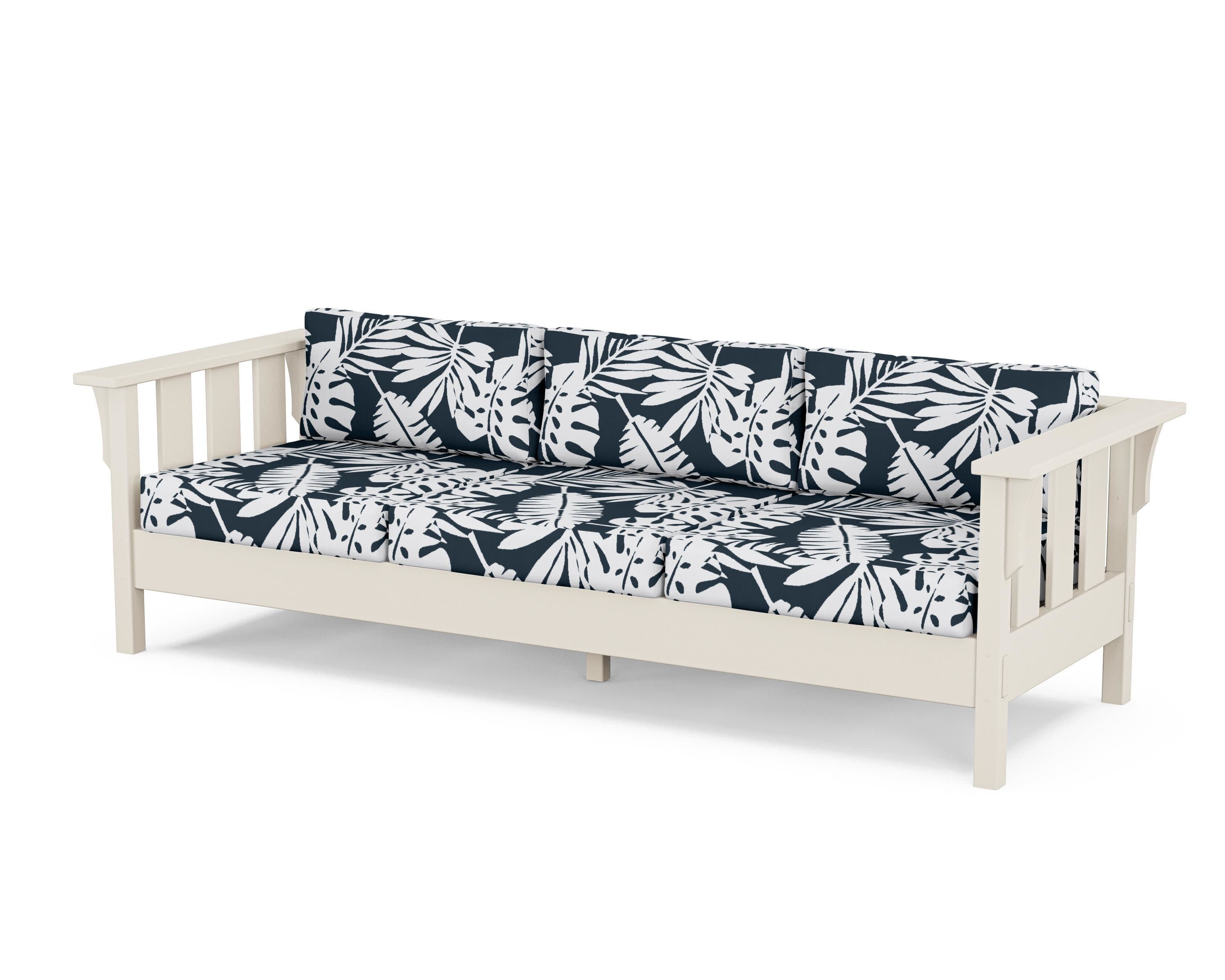 Acadia Deep Seating Sofa in Sand / Leaf Marine Indigo