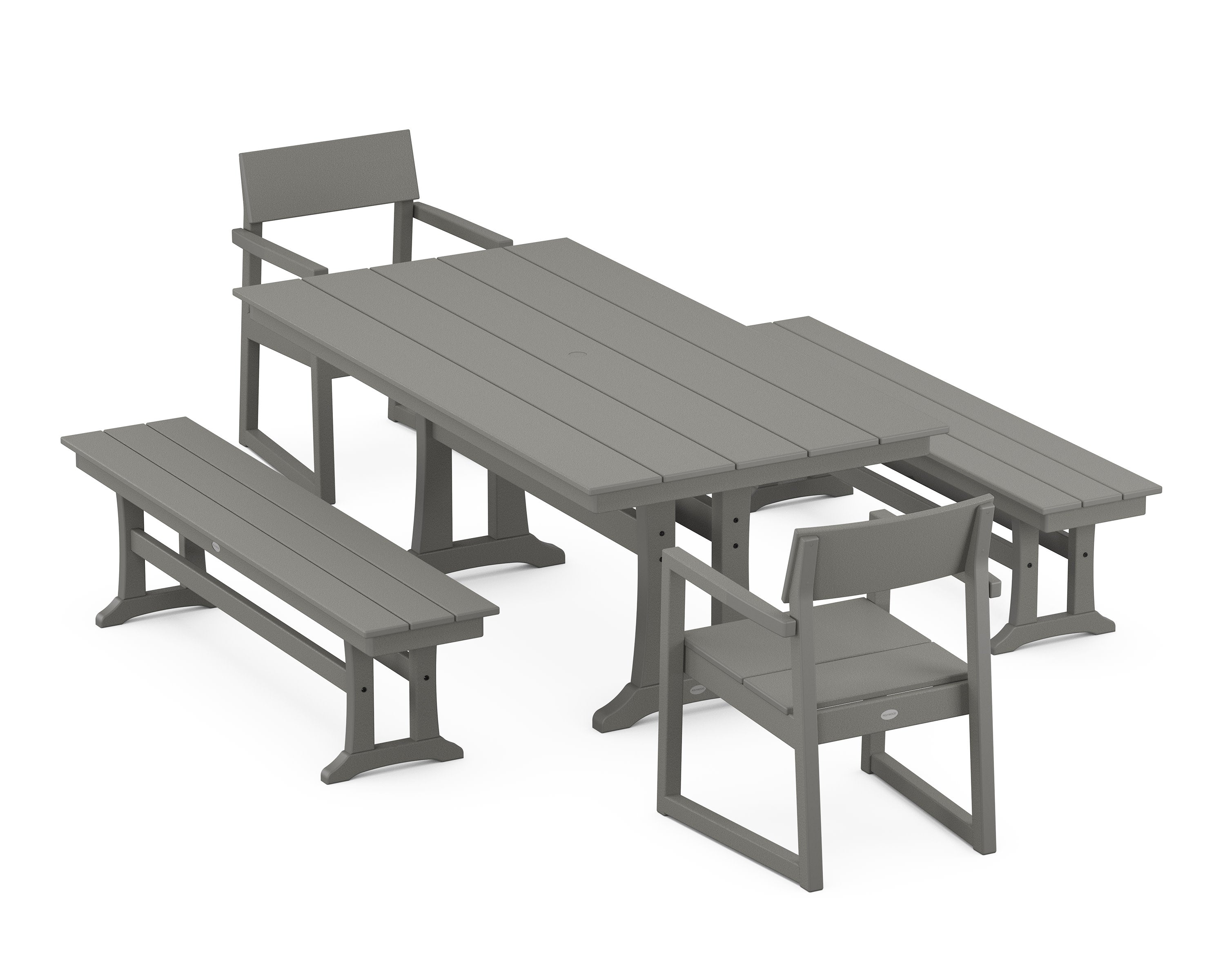 EDGE 5-Piece Farmhouse Dining Set With Trestle Legs in Slate Grey