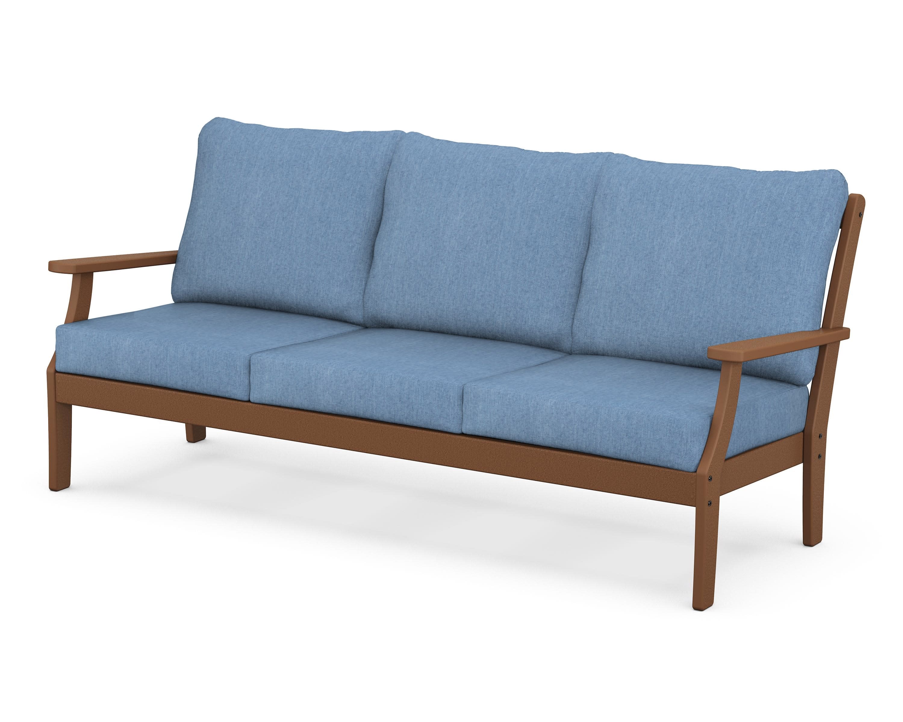 Braxton Deep Seating Sofa in Teak / Sky Blue