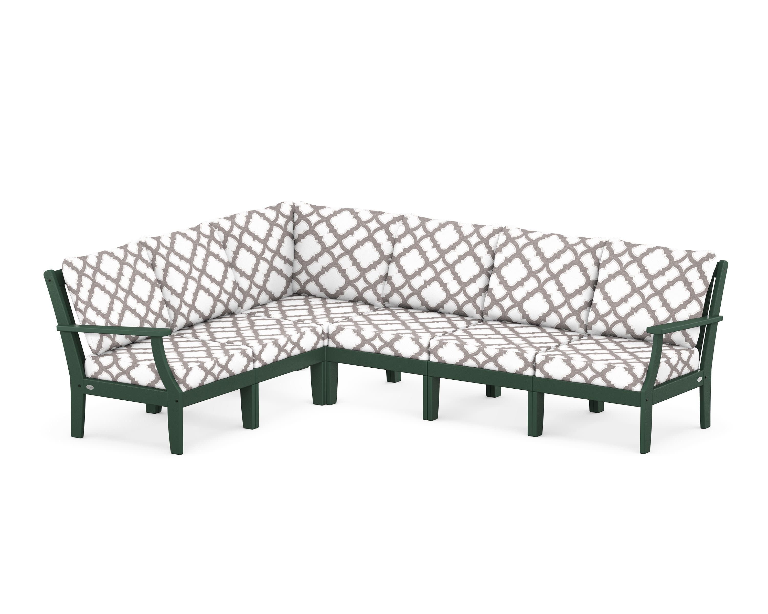 Braxton Modular 6-Piece Deep Seating Set in Green / Trellis Grey Mist