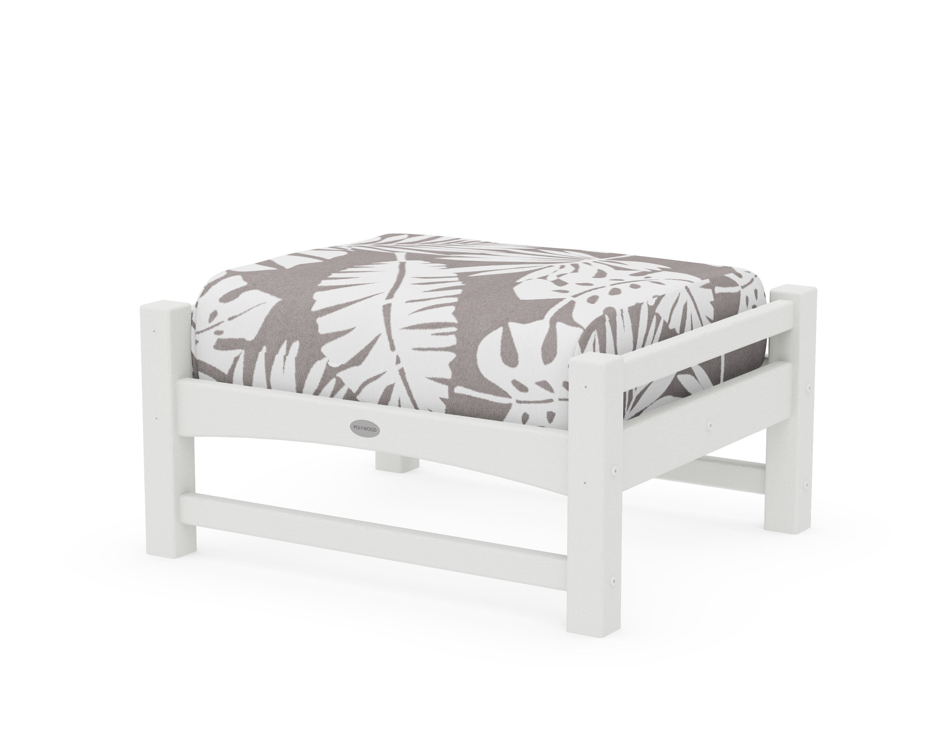 Club Ottoman in Vintage White / Leaf Grey Mist
