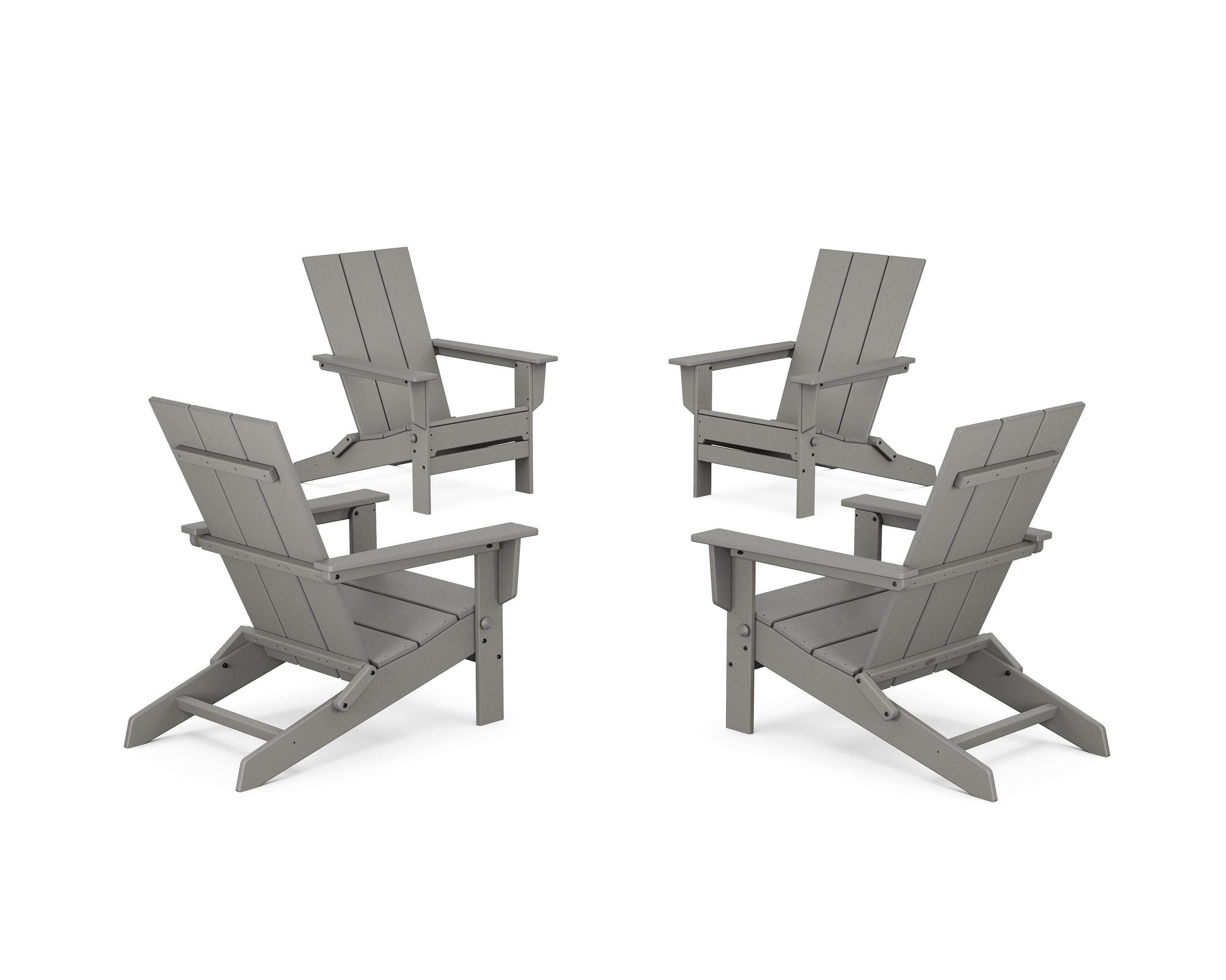 4-Piece Modern Studio Folding Adirondack Chair Conversation Set in Slate Grey