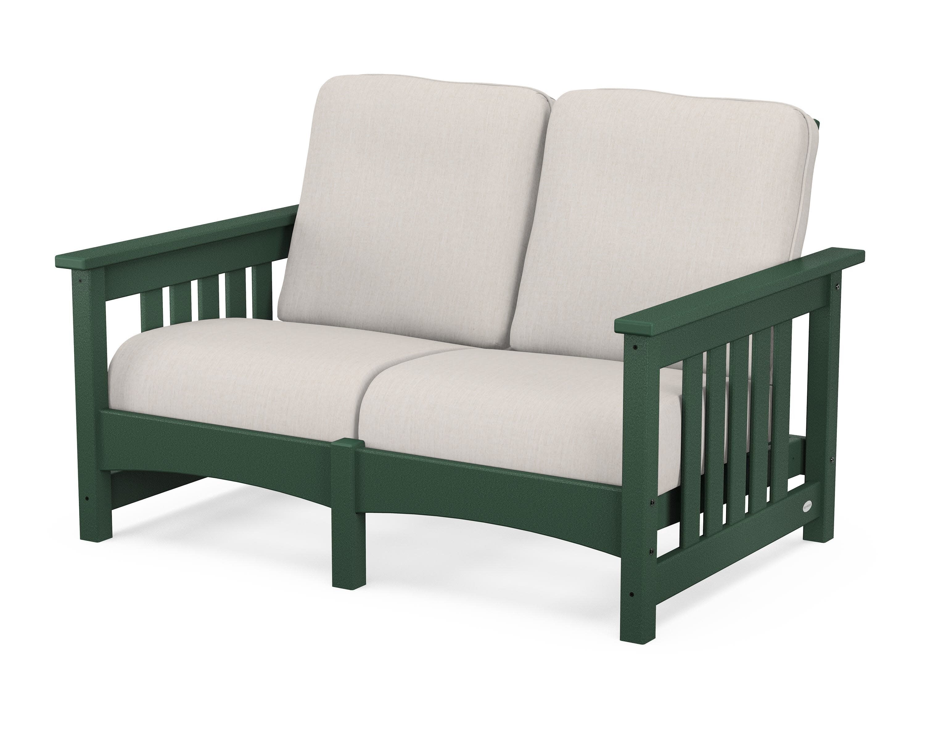 Club Mission Loveseat in Green / Cast Ash