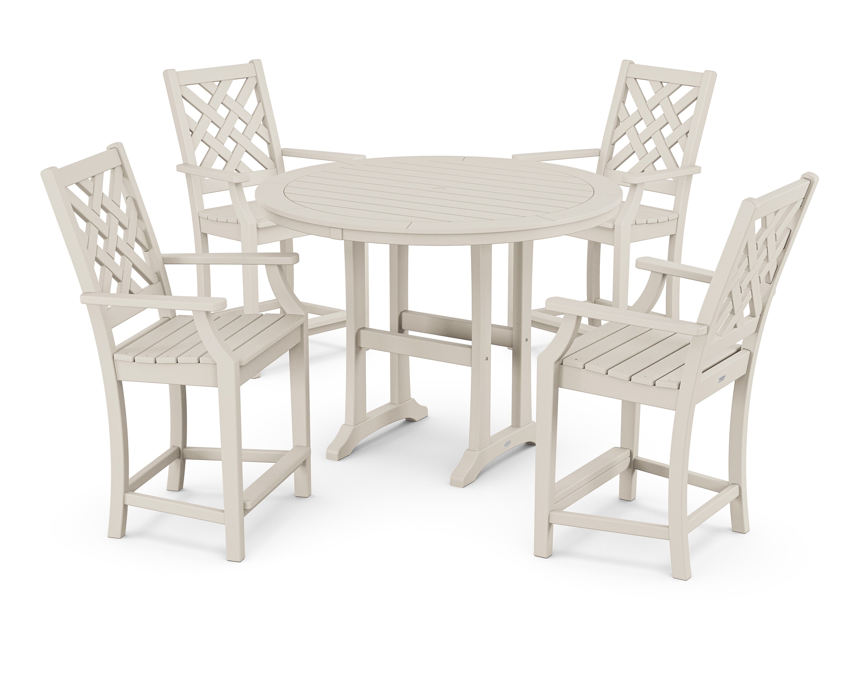 Wovendale 5-Piece Round Counter Set in Sand
