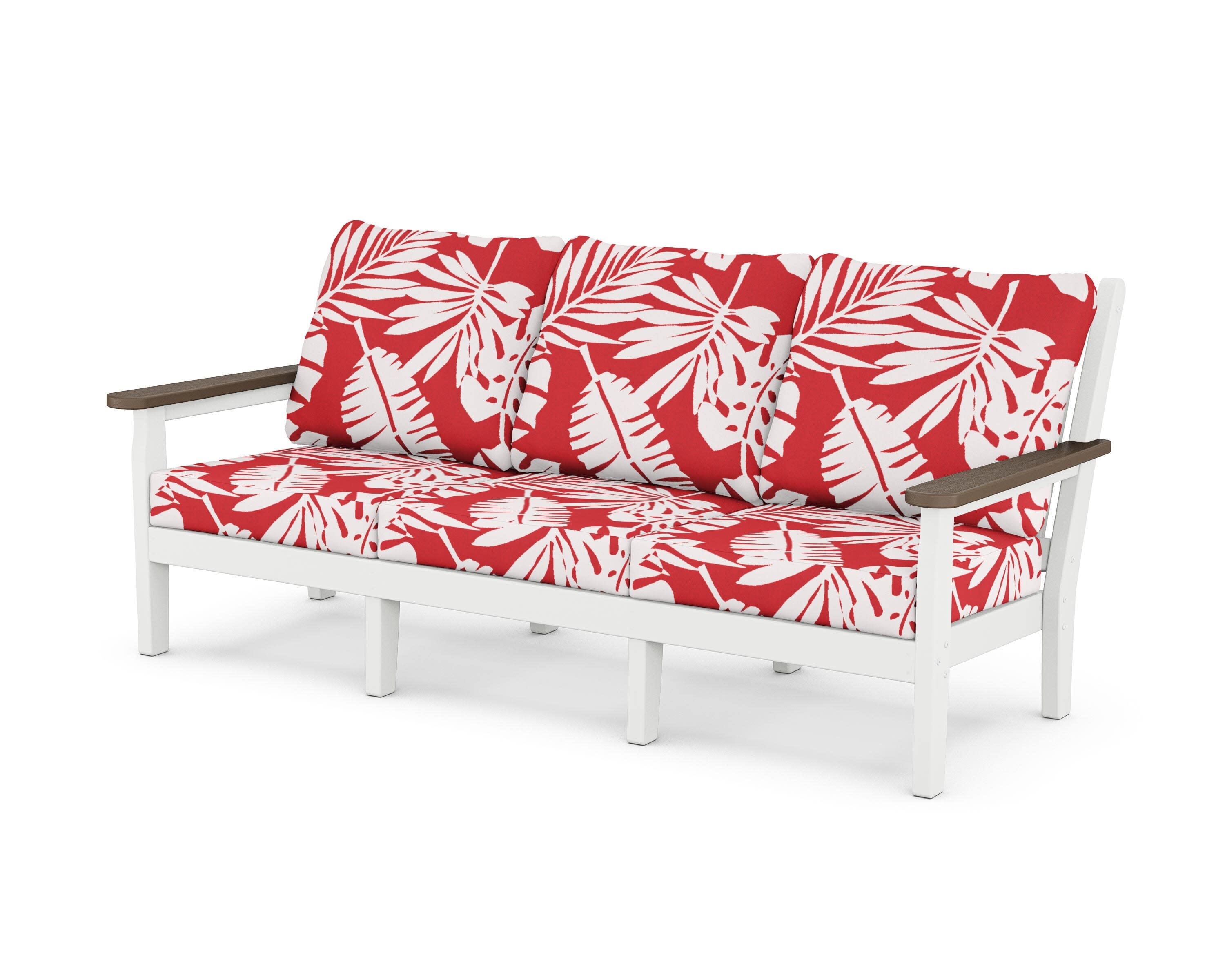 Chippendale Deep Seating Sofa in White / Kona / Leaf Crimson