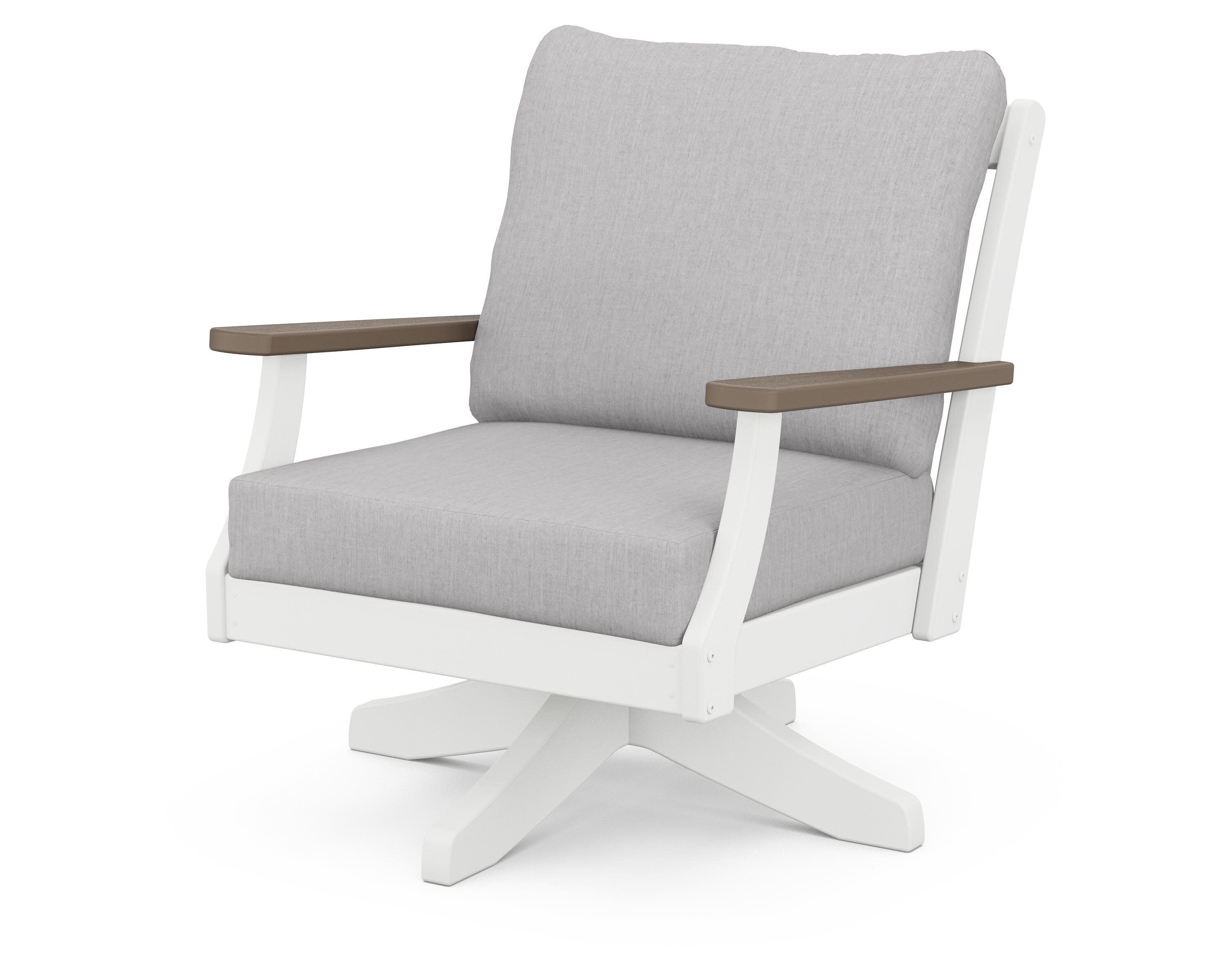 Braxton Deep Seating Swivel Chair in White / Kona / Granite