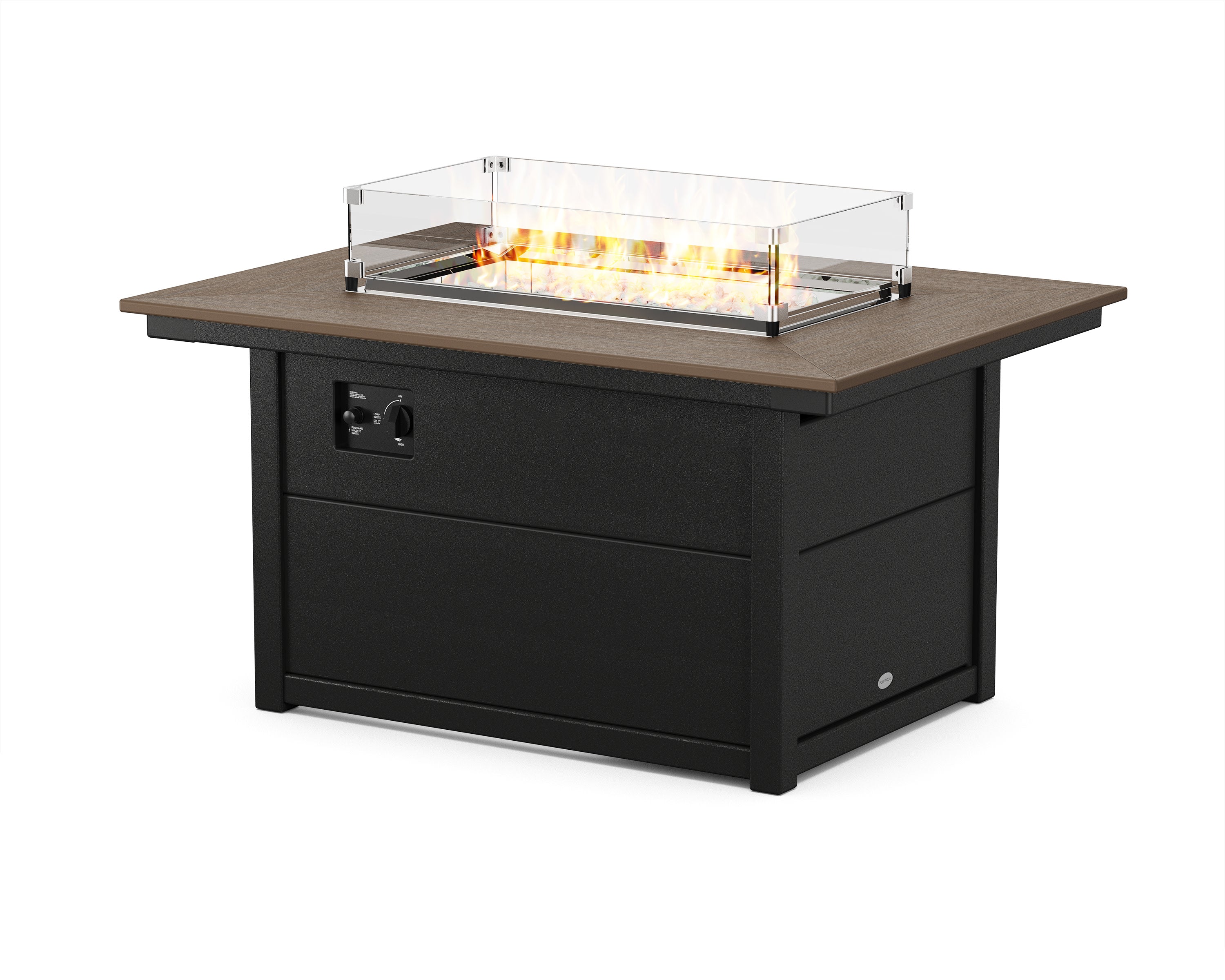 Rectangle 34" X 46" Fire Pit Table in Black / Kona