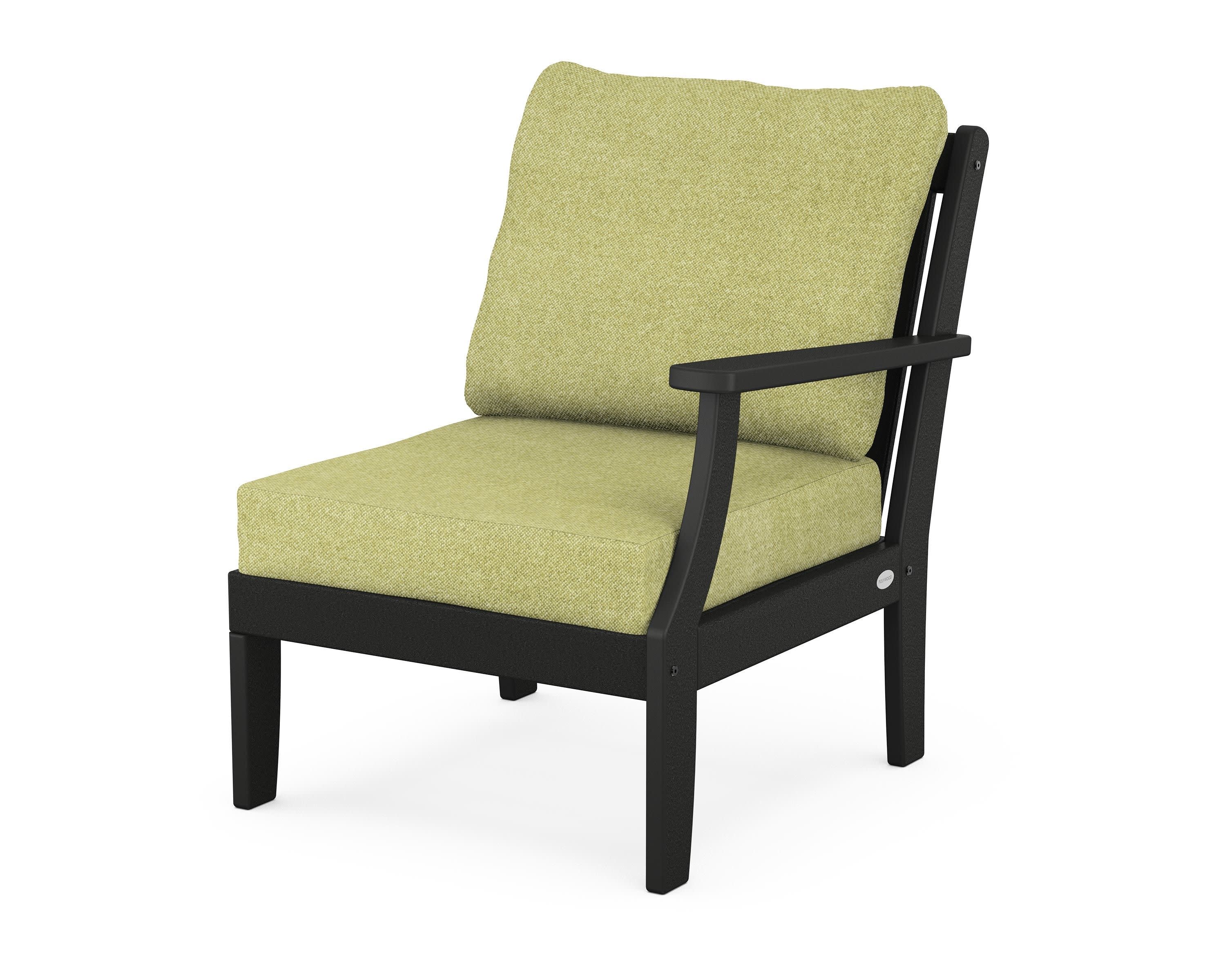 Braxton Modular Right Arm Chair in Black / Chartreuse Boucle