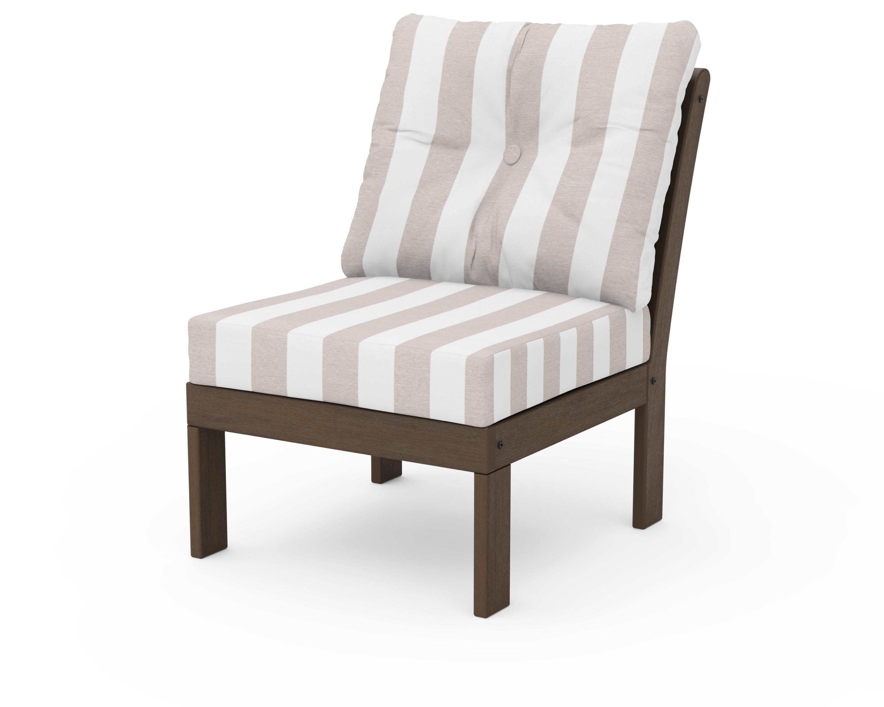Vineyard Modular Armless Chair in Kona / Cabana Stripe Dune Burlap