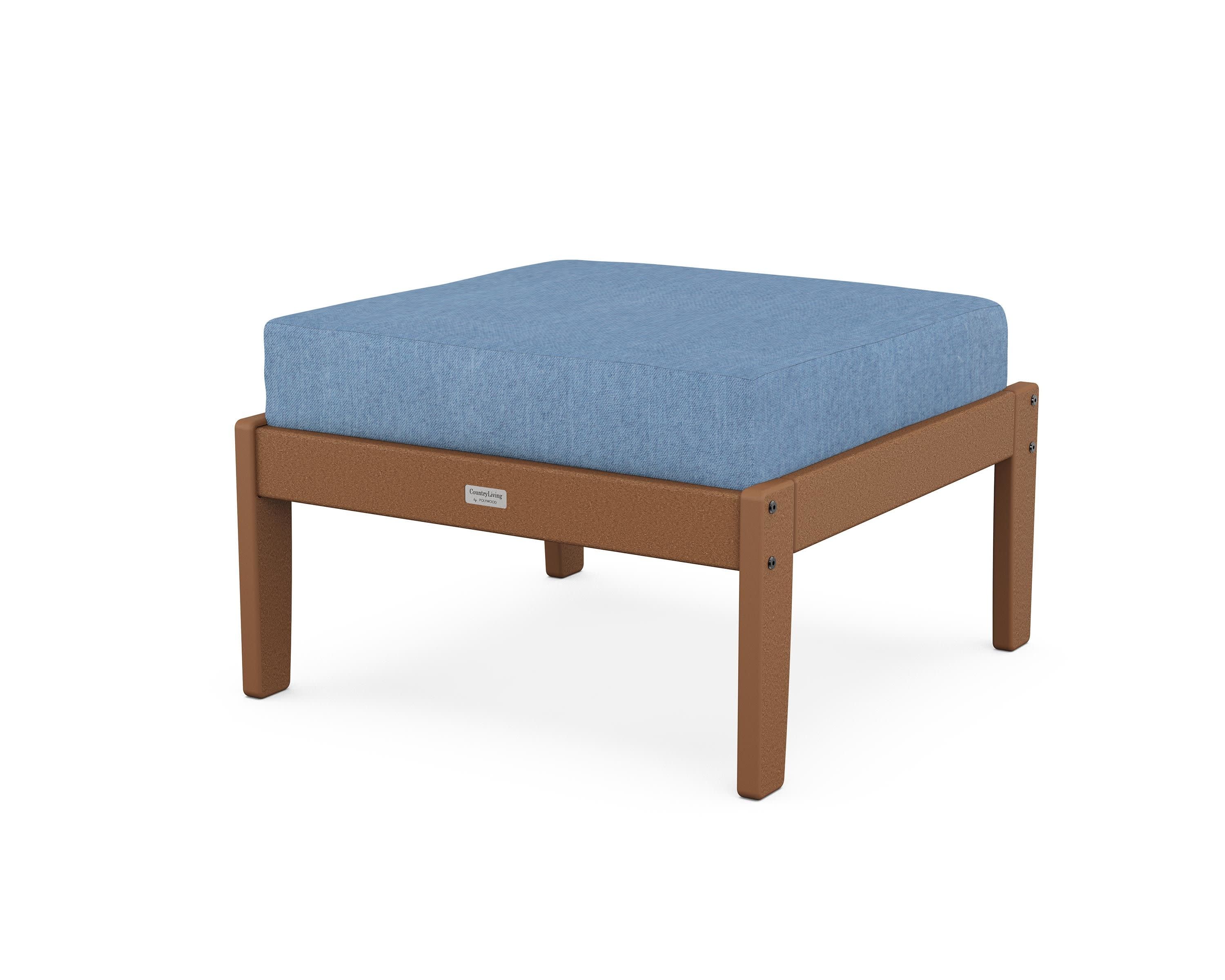 Cottage Deep Seating Ottoman in Teak / Sky Blue