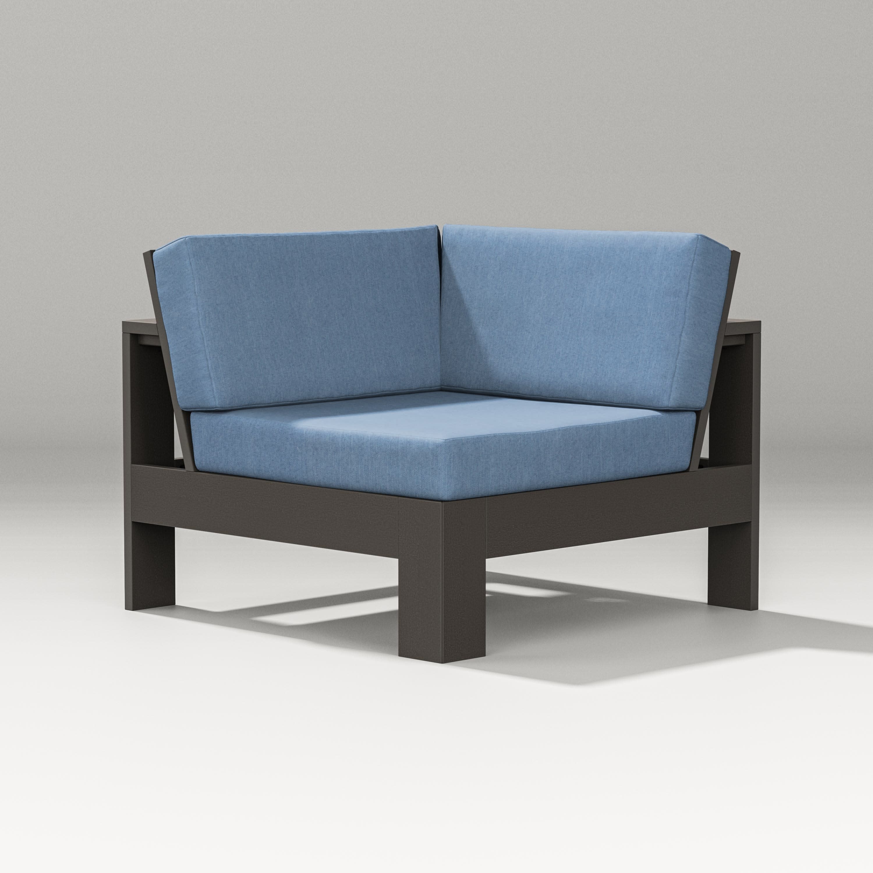Latitude Modular Corner Chair in Vintage Coffee / Sky Blue