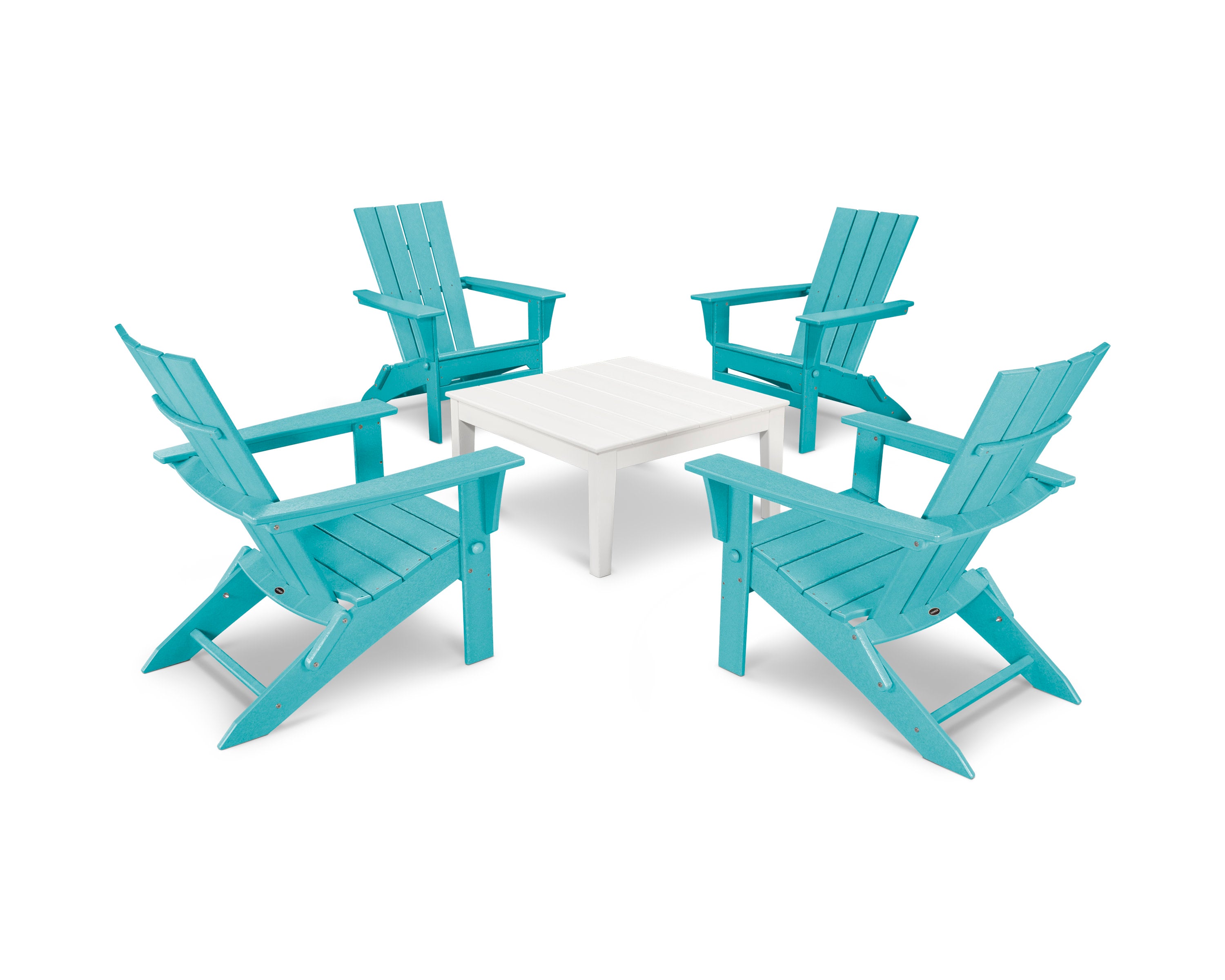 Quattro Folding Chair 5-Piece Conversation Set in Aruba / White