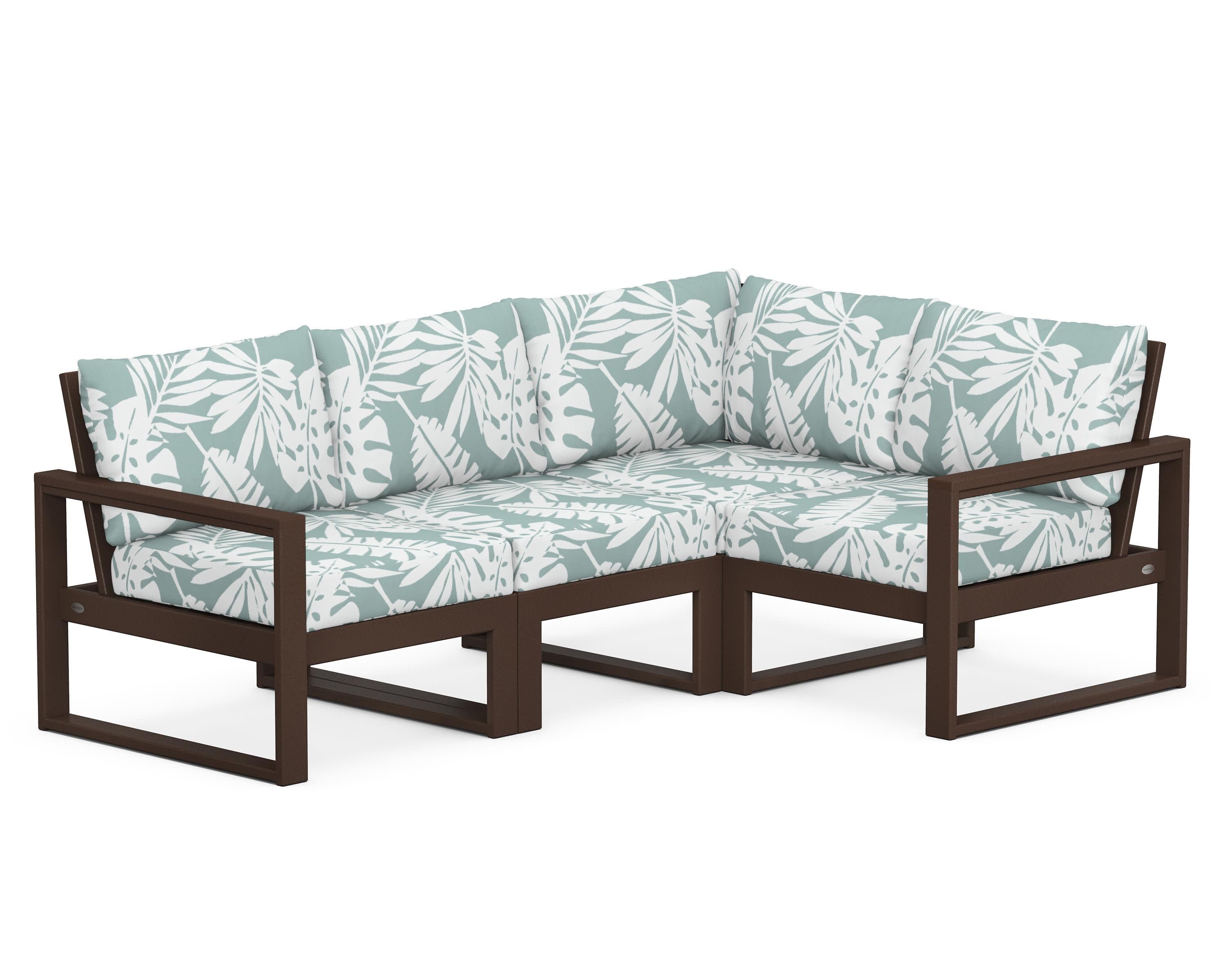 EDGE 4-Piece Modular Deep Seating Set in Mahogany / Leaf Glacier Spa
