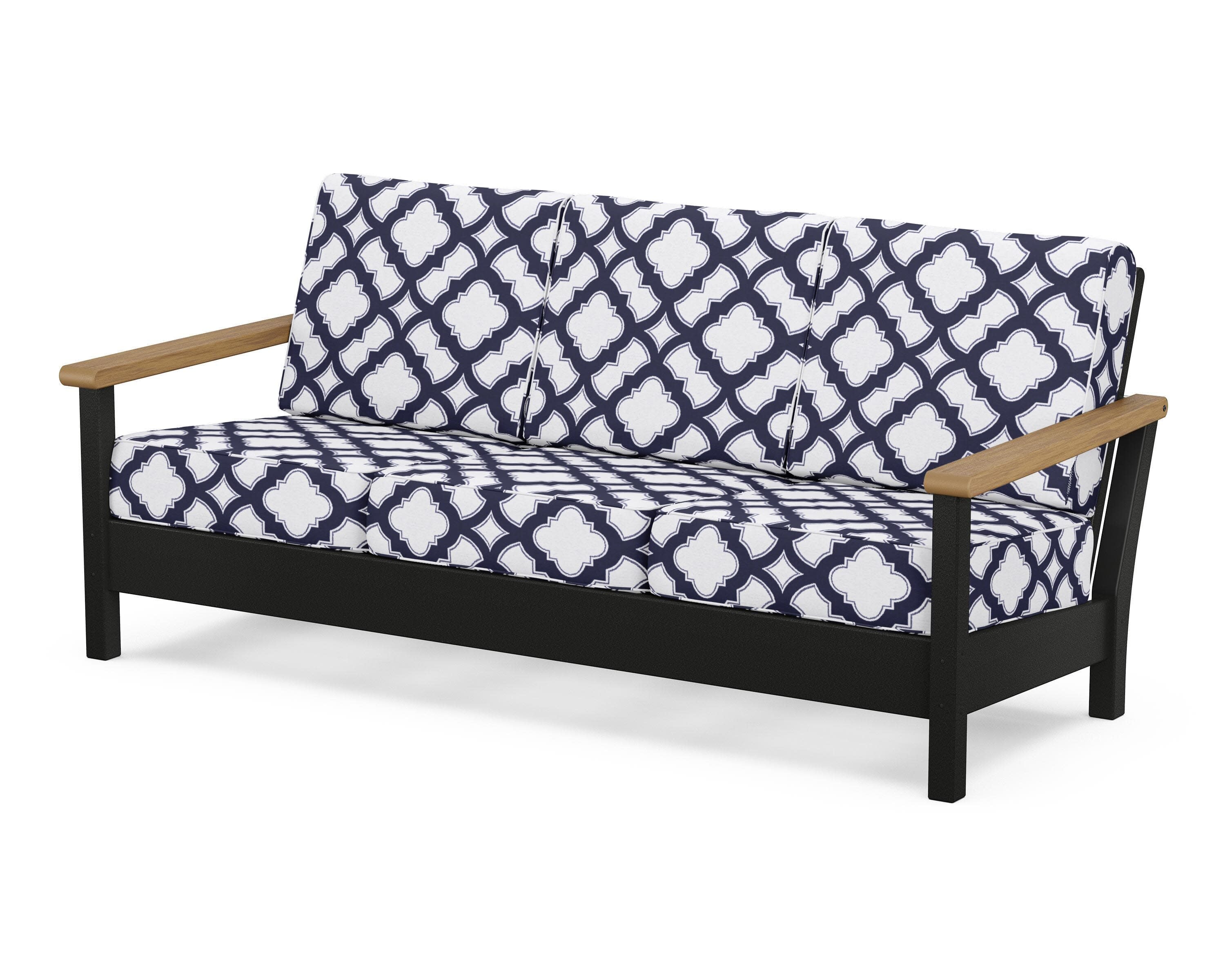 Harbour Deep Seating Sofa in Black / Natural / Trellis Navy