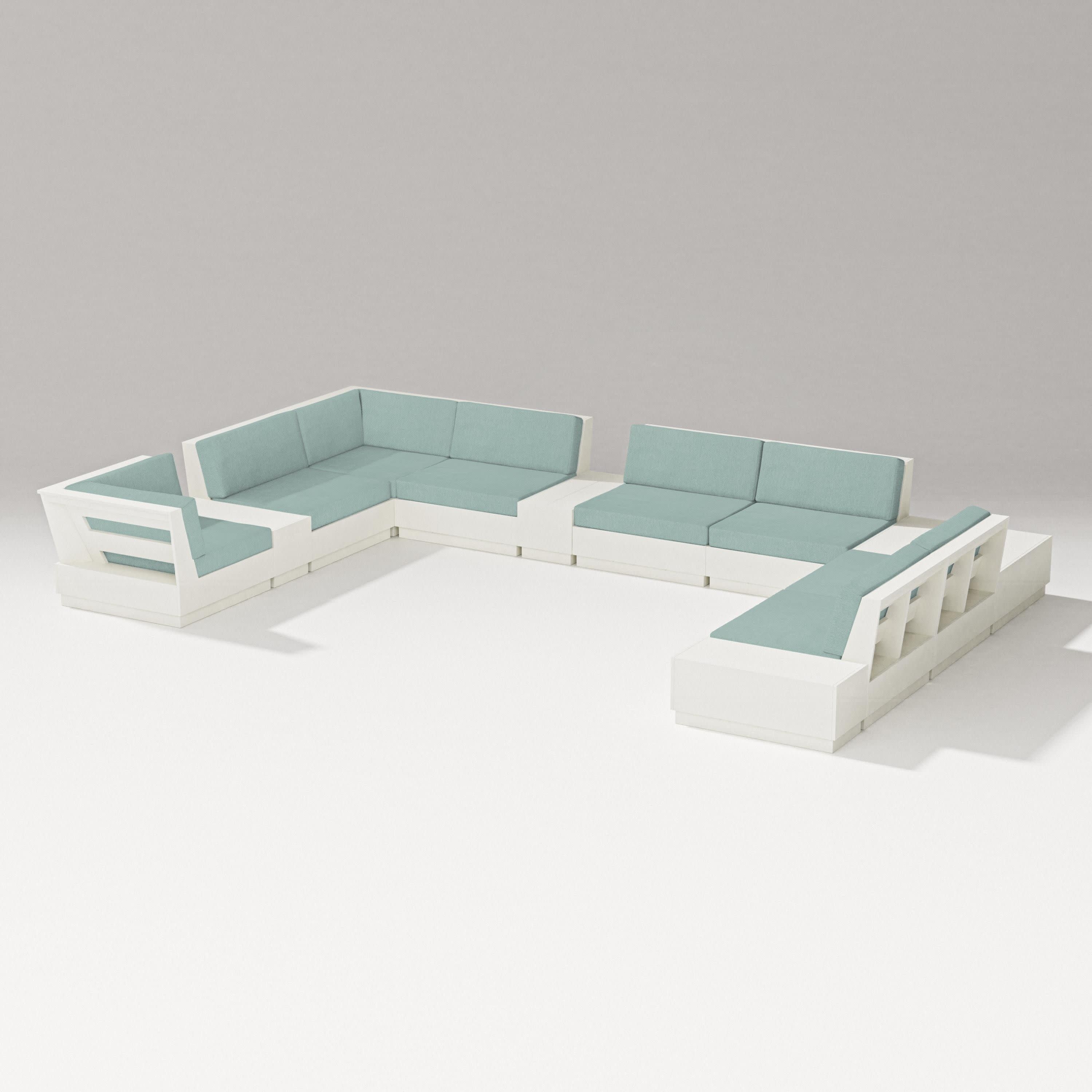Elevate 12-Piece Conversation Sectional Set in Vintage White / Glacier Spa