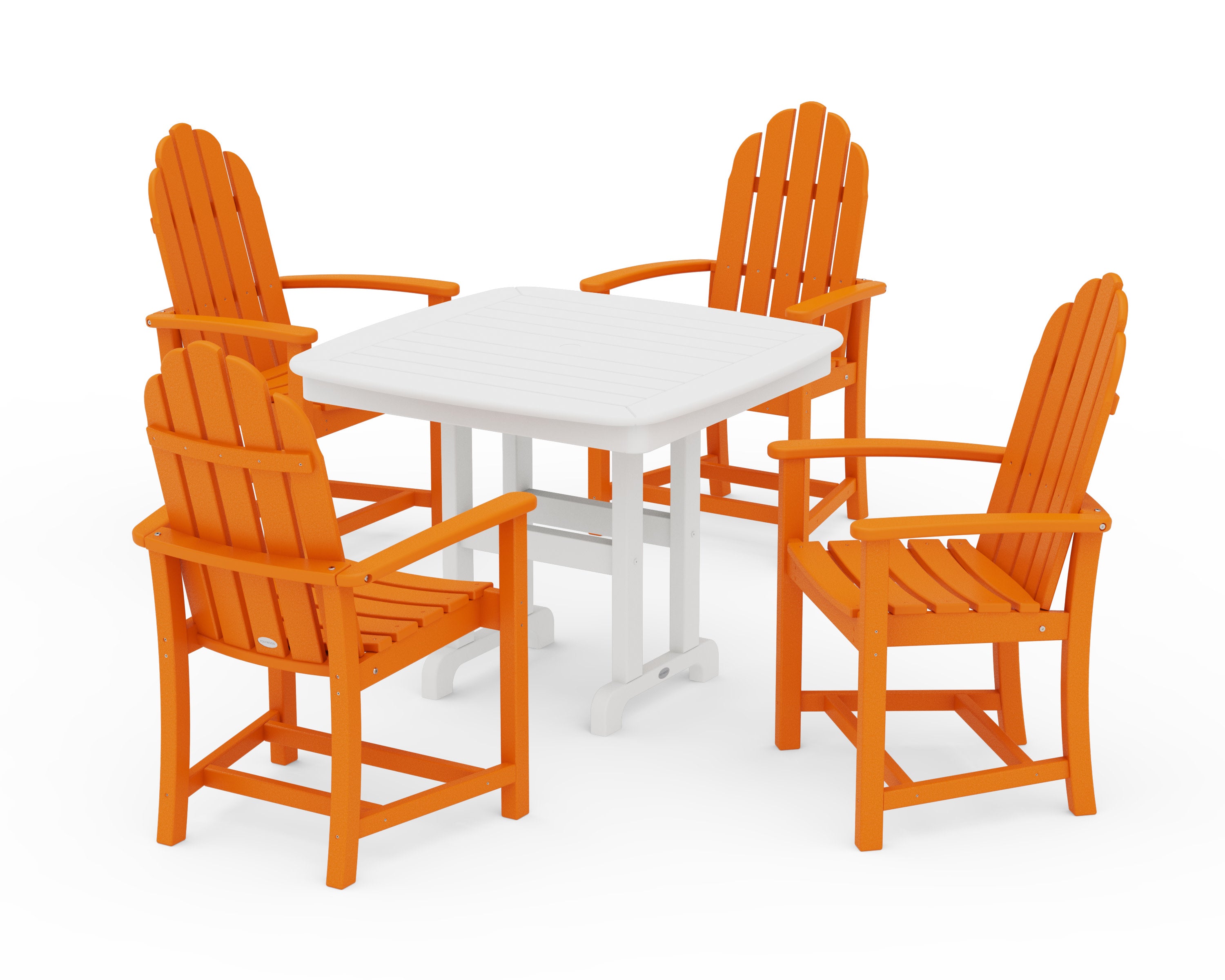Classic Adirondack 5-Piece Dining Set in Tangerine / White