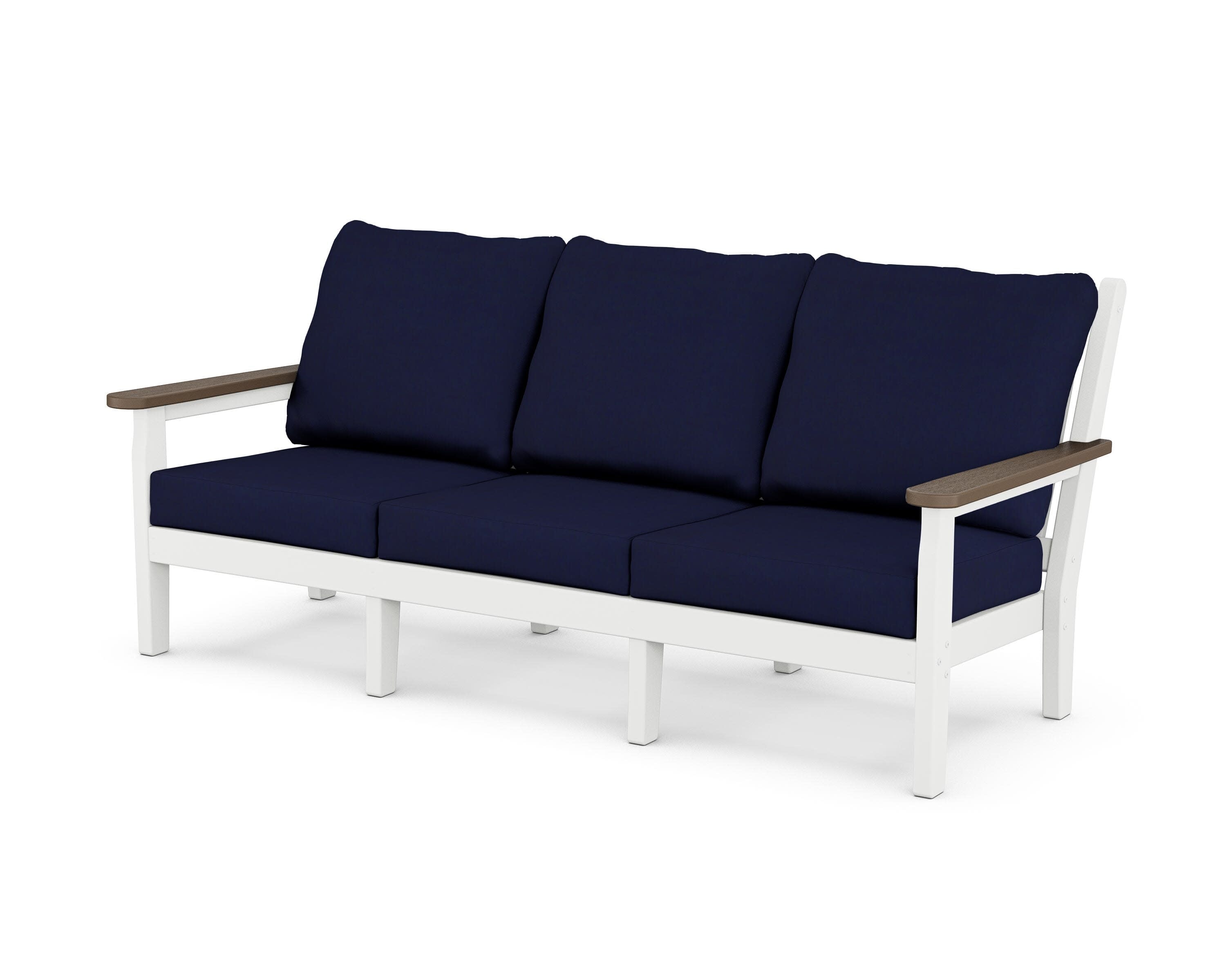Chippendale Deep Seating Sofa in White / Kona / Navy