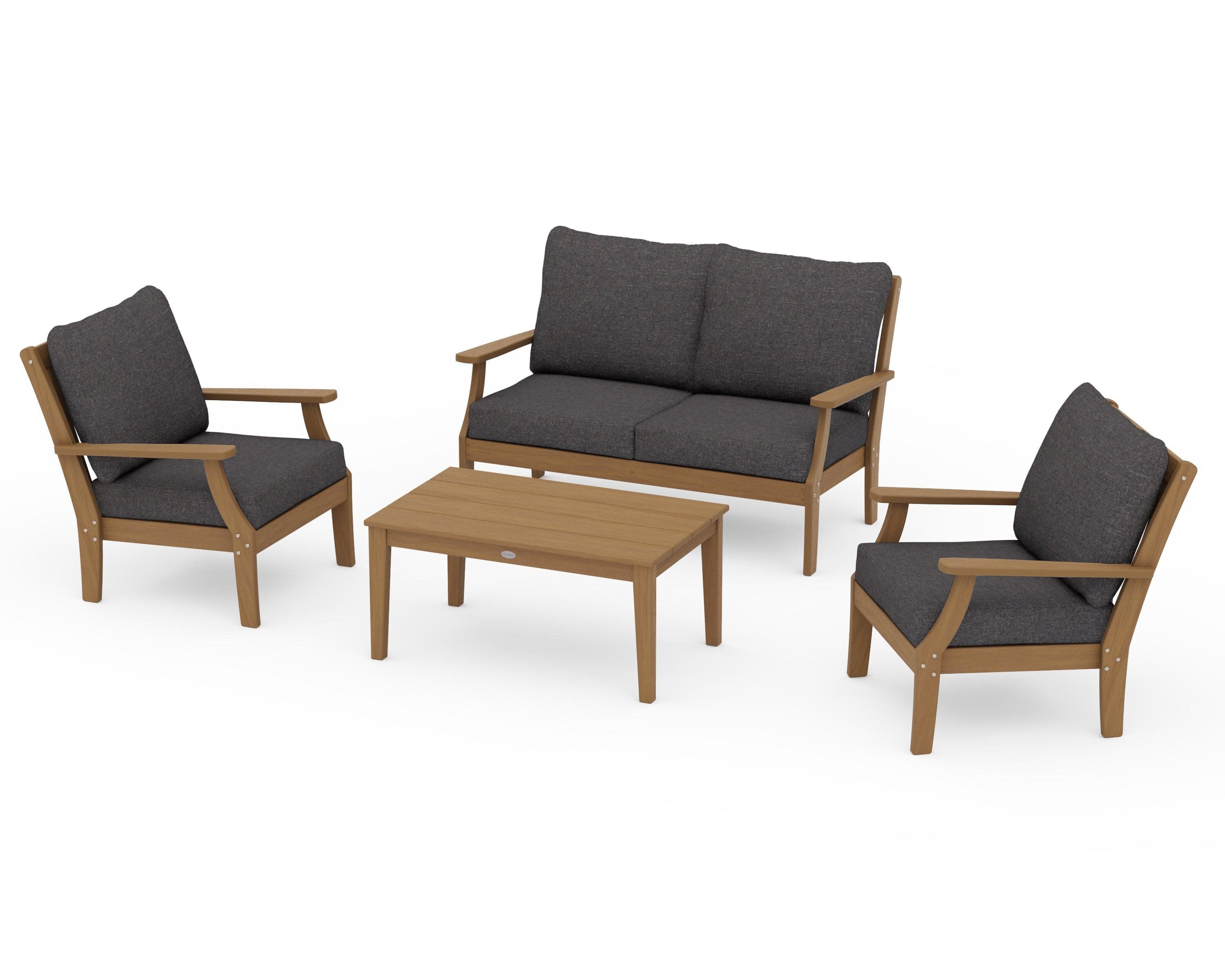 Braxton 4-Piece Deep Seating Chair Set in Natural / Ash Charcoal