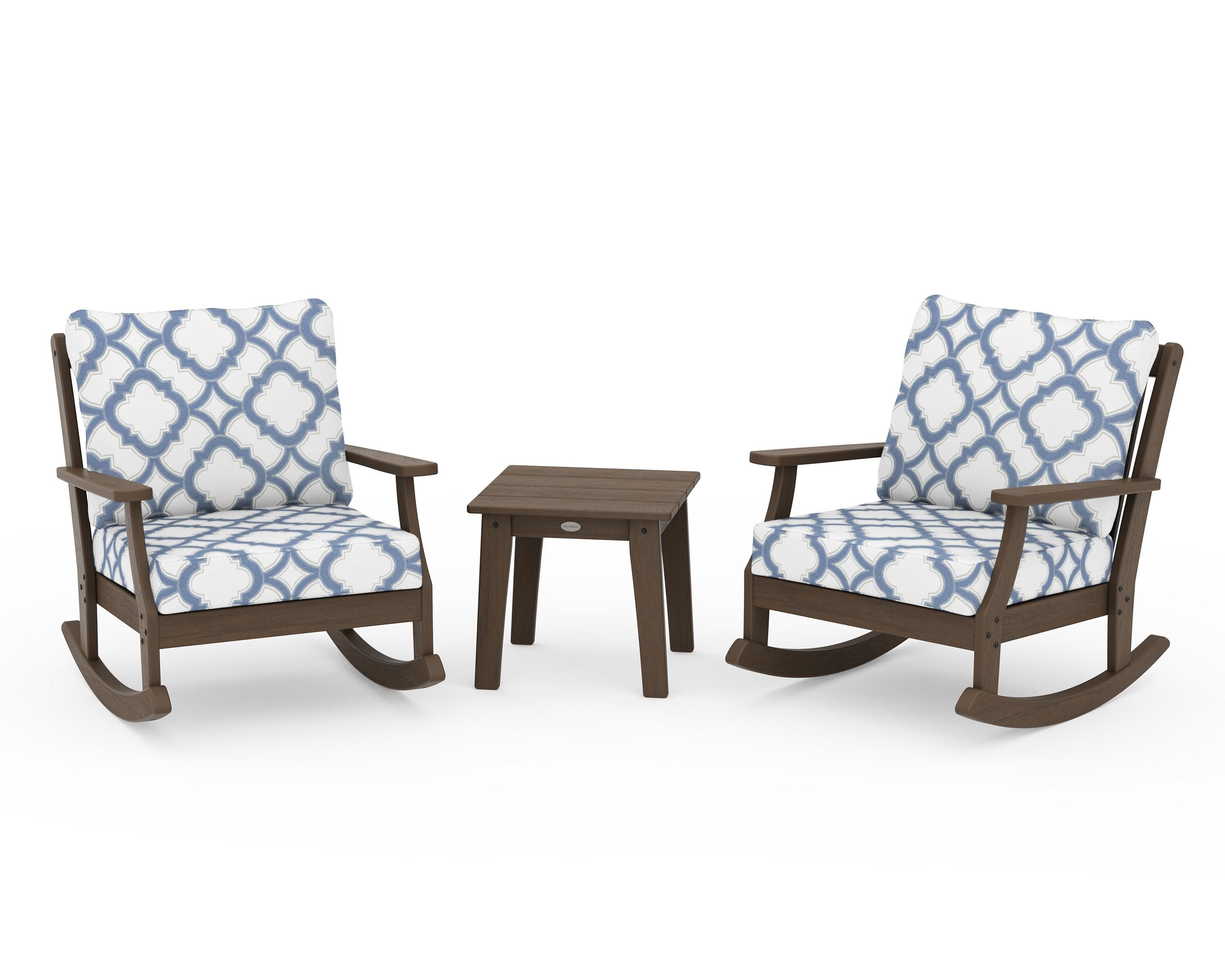 Braxton 3-Piece Deep Seating Rocker Set in Kona / Trellis Sky Blue
