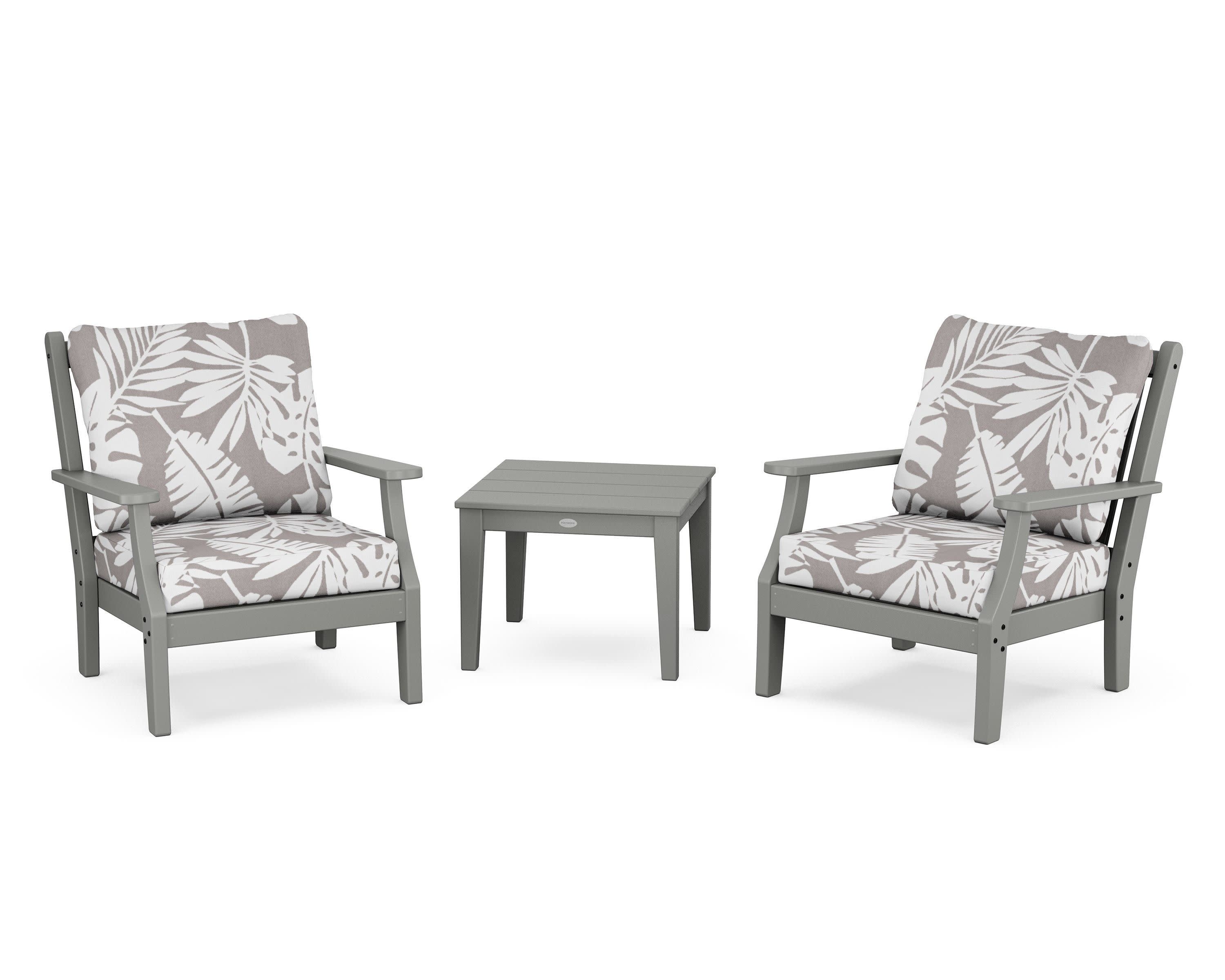 Wovendale 3-Piece Deep Seating Set in Slate Grey / Leaf Grey Mist