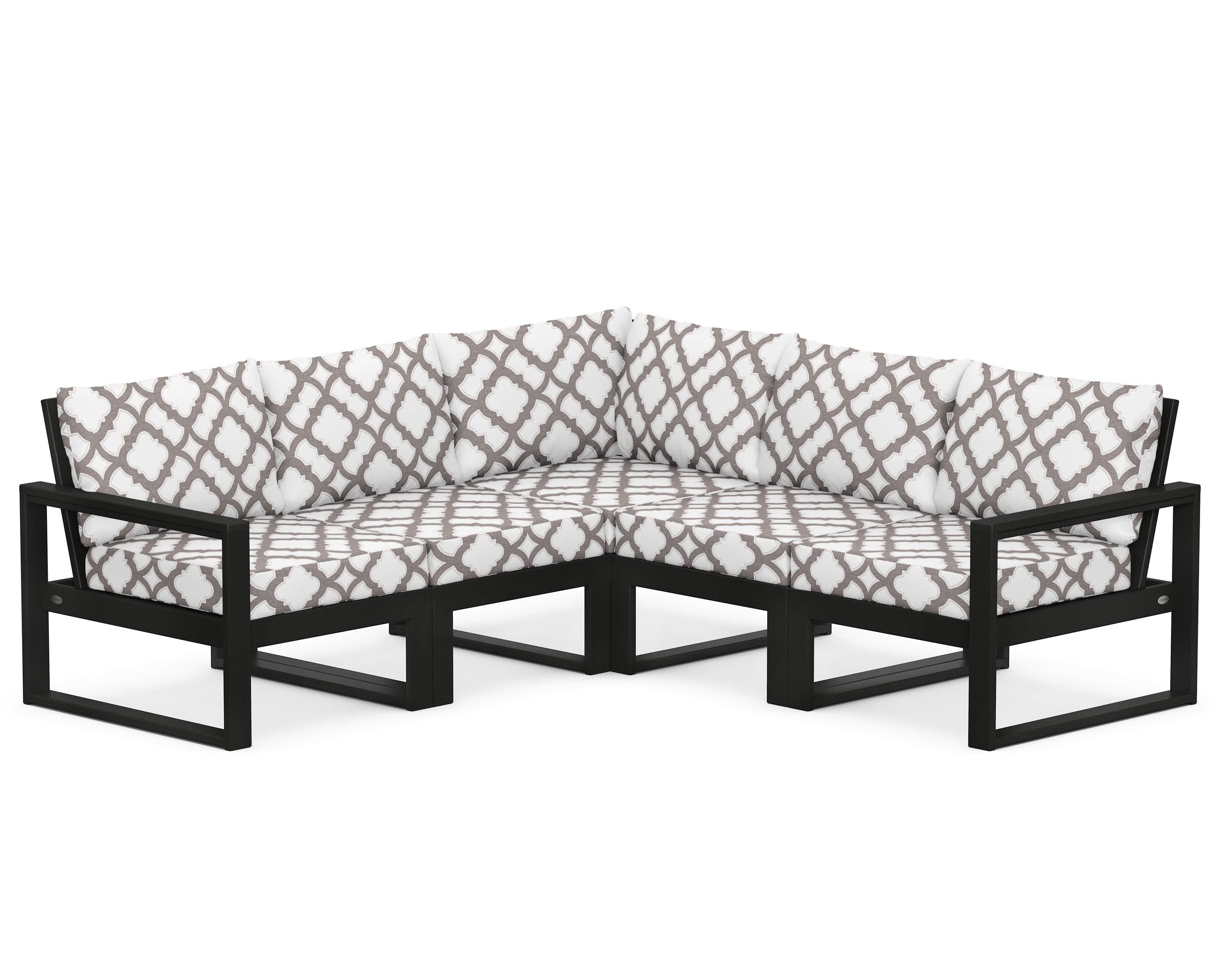 EDGE 5-Piece Modular Deep Seating Set in Black / Trellis Grey Mist
