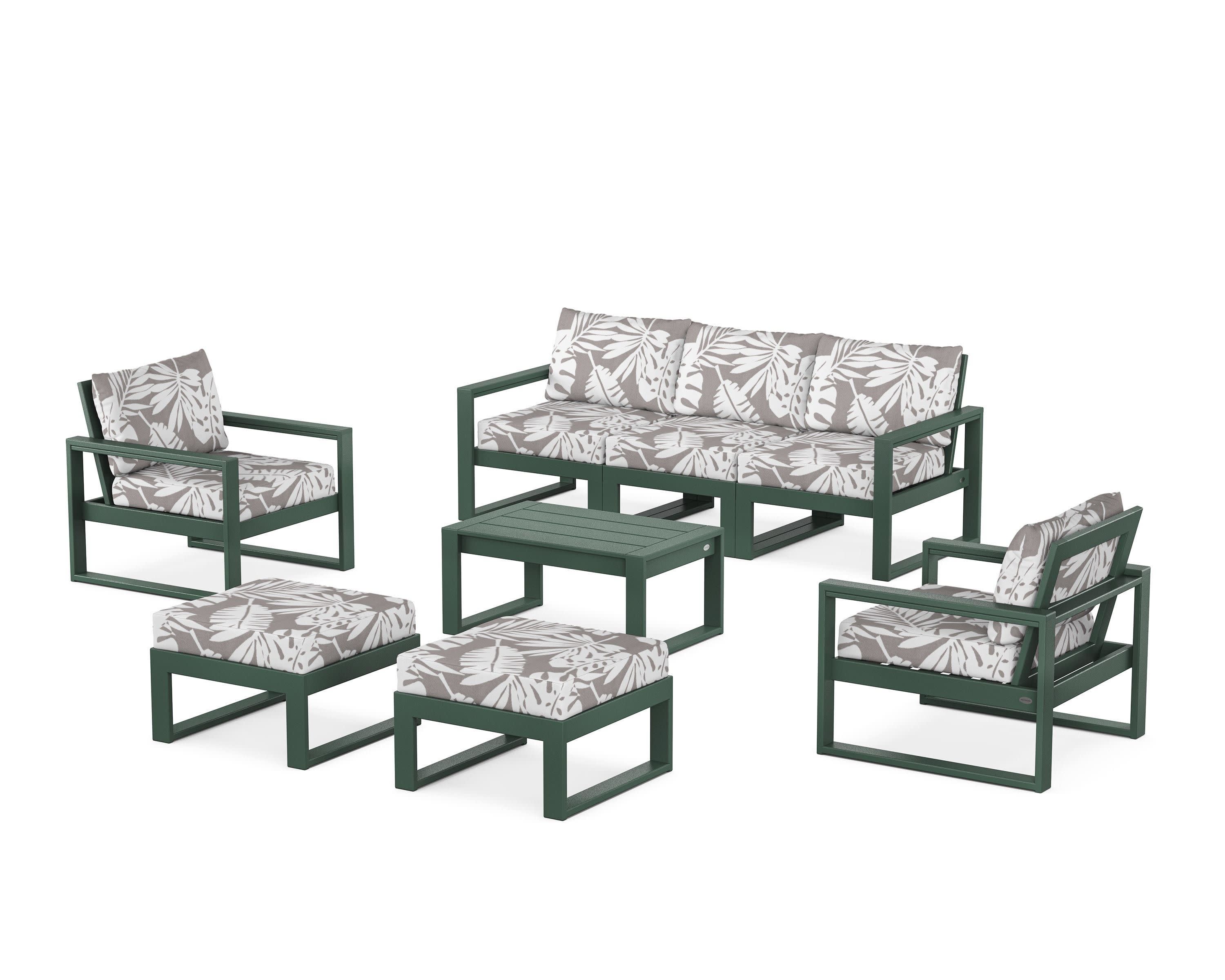 EDGE Sectional 8-Piece Lounge Sofa Set in Green / Leaf Grey Mist