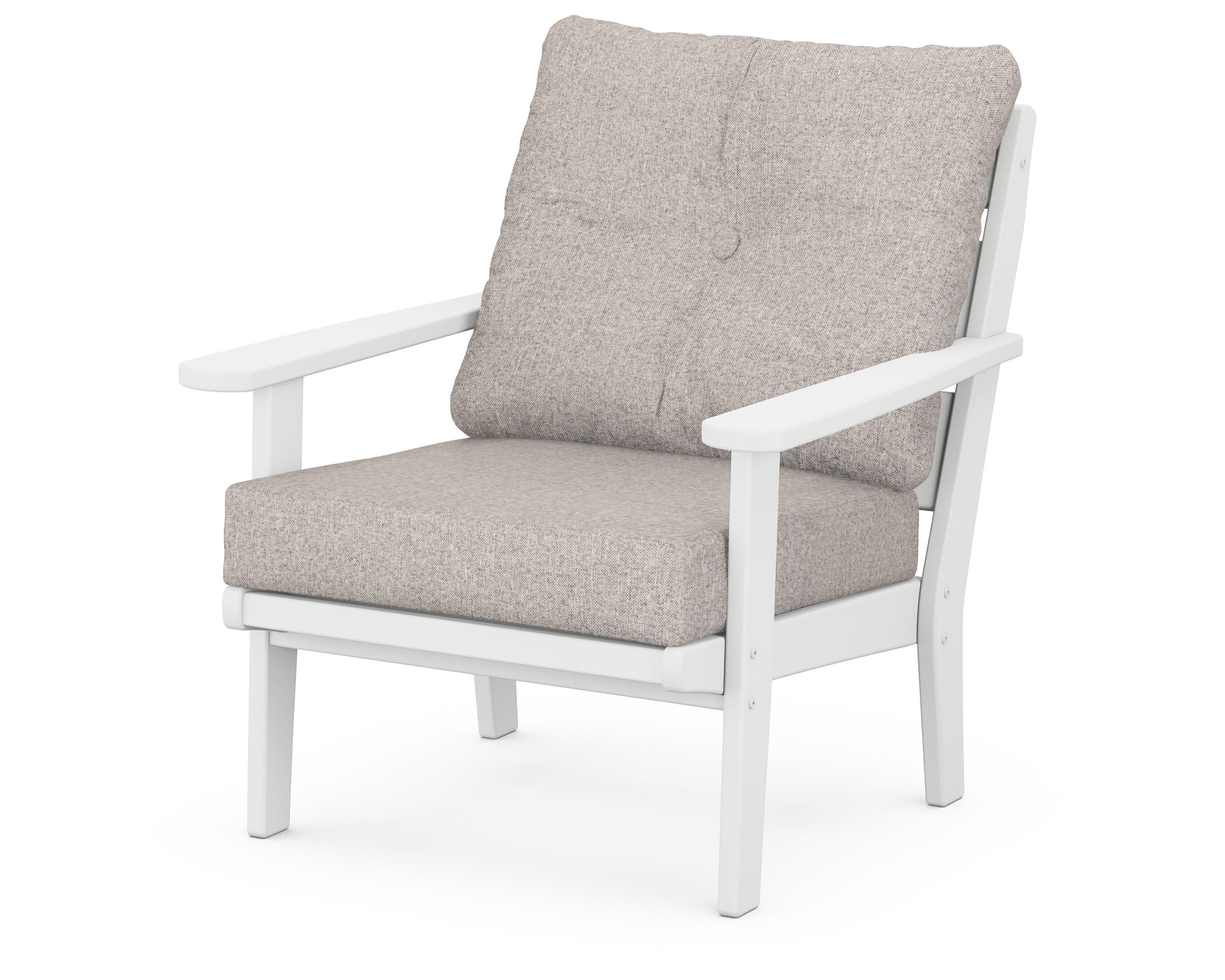 Lakeside Deep Seating Chair in White / Weathered Tweed