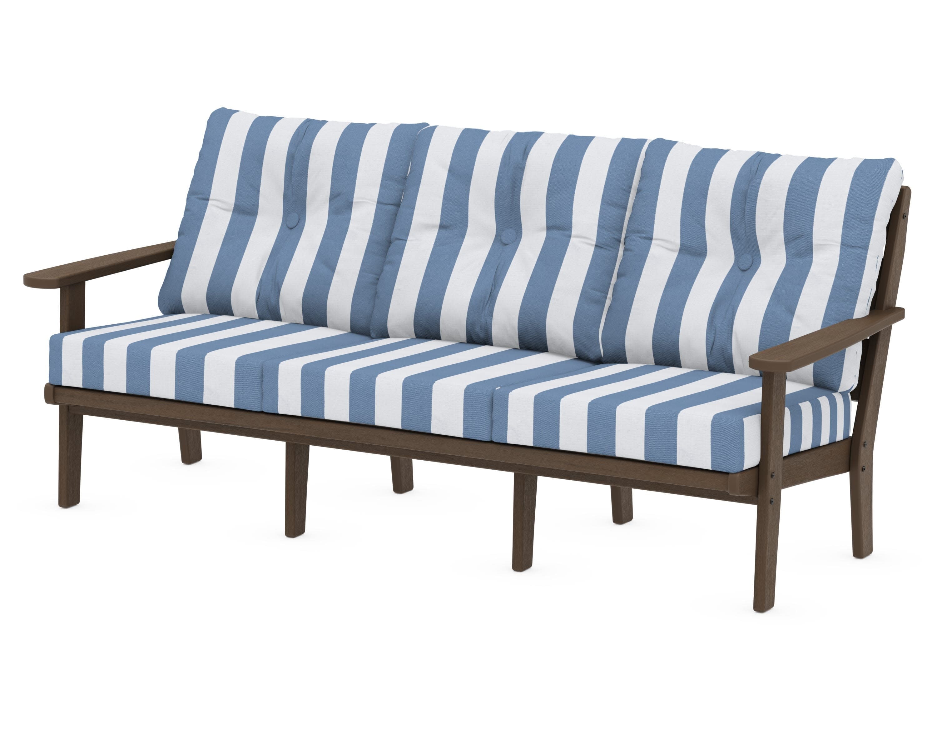 Lakeside Deep Seating Sofa in Kona / Cabana Stripe Sky Blue