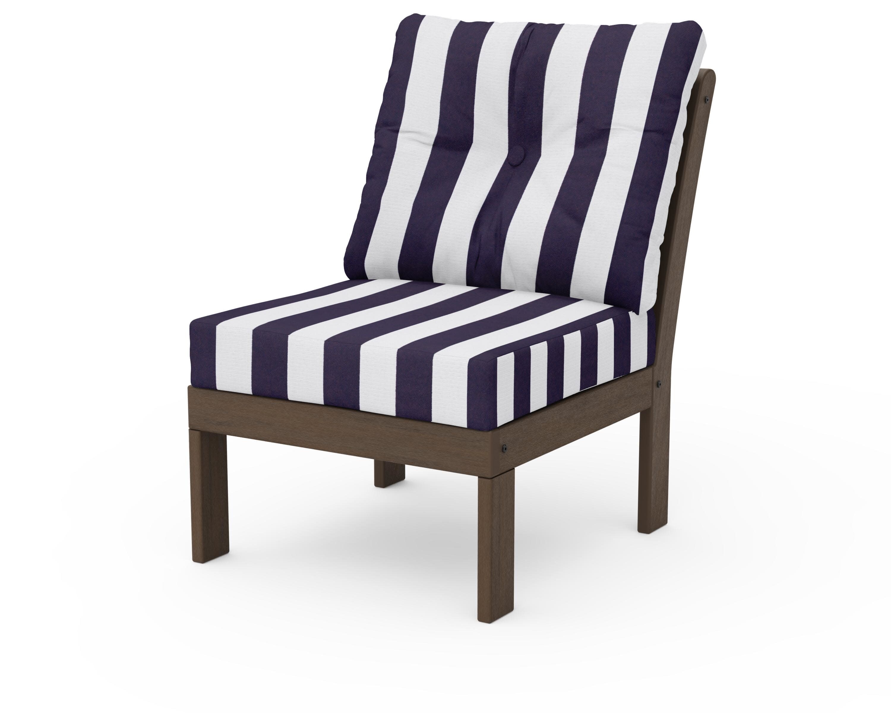 Vineyard Modular Armless Chair in Kona / Cabana Stripe Navy