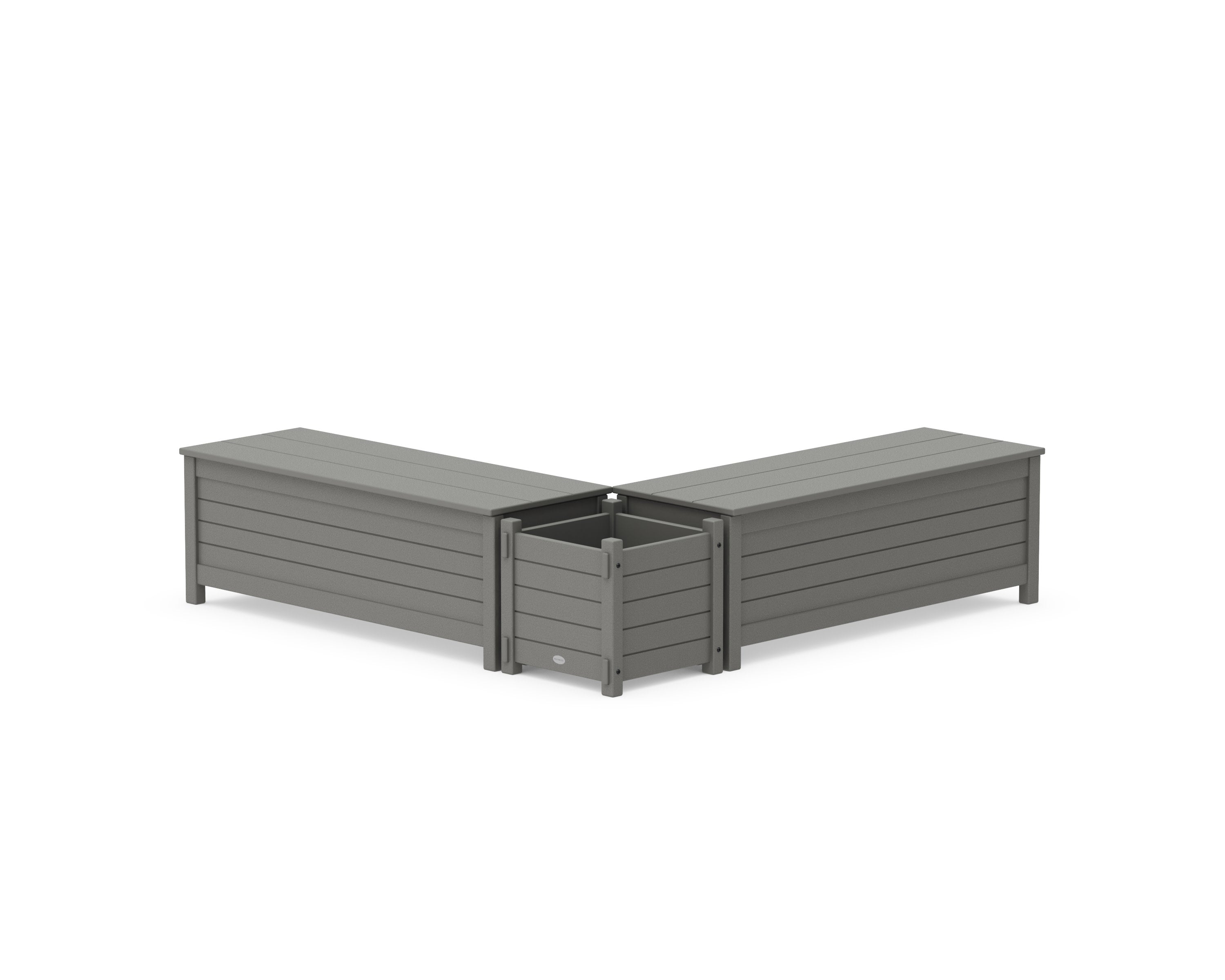 48" Nautical L- Shaped Planter Storage Bench Set in Slate Grey